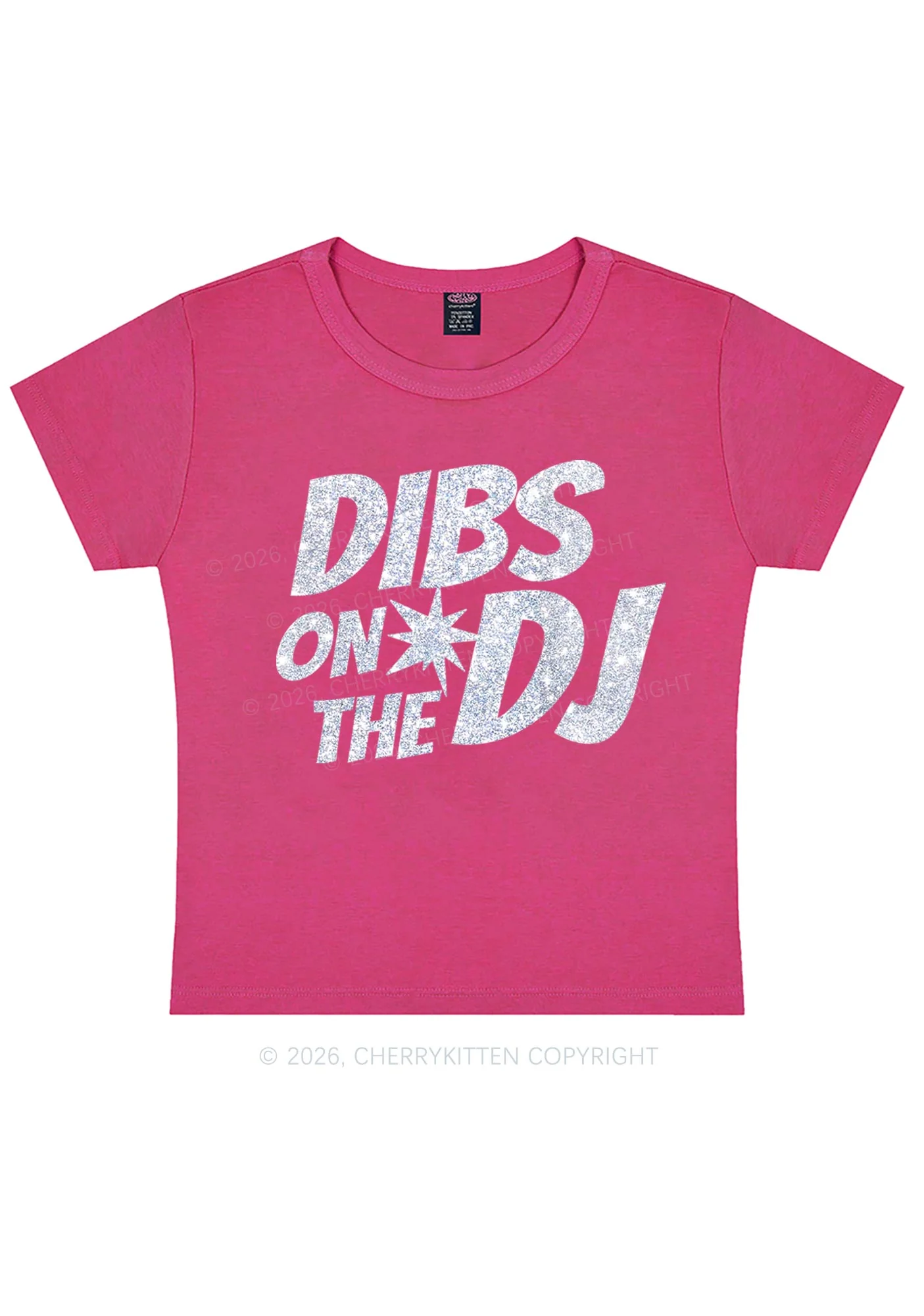 Glitter Dibs On The DJ Y2K Baby Tee Cherrykitten - Image 6