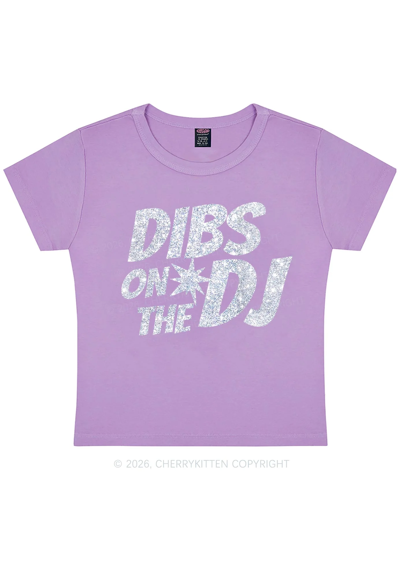 Glitter Dibs On The DJ Y2K Baby Tee Cherrykitten - Image 8