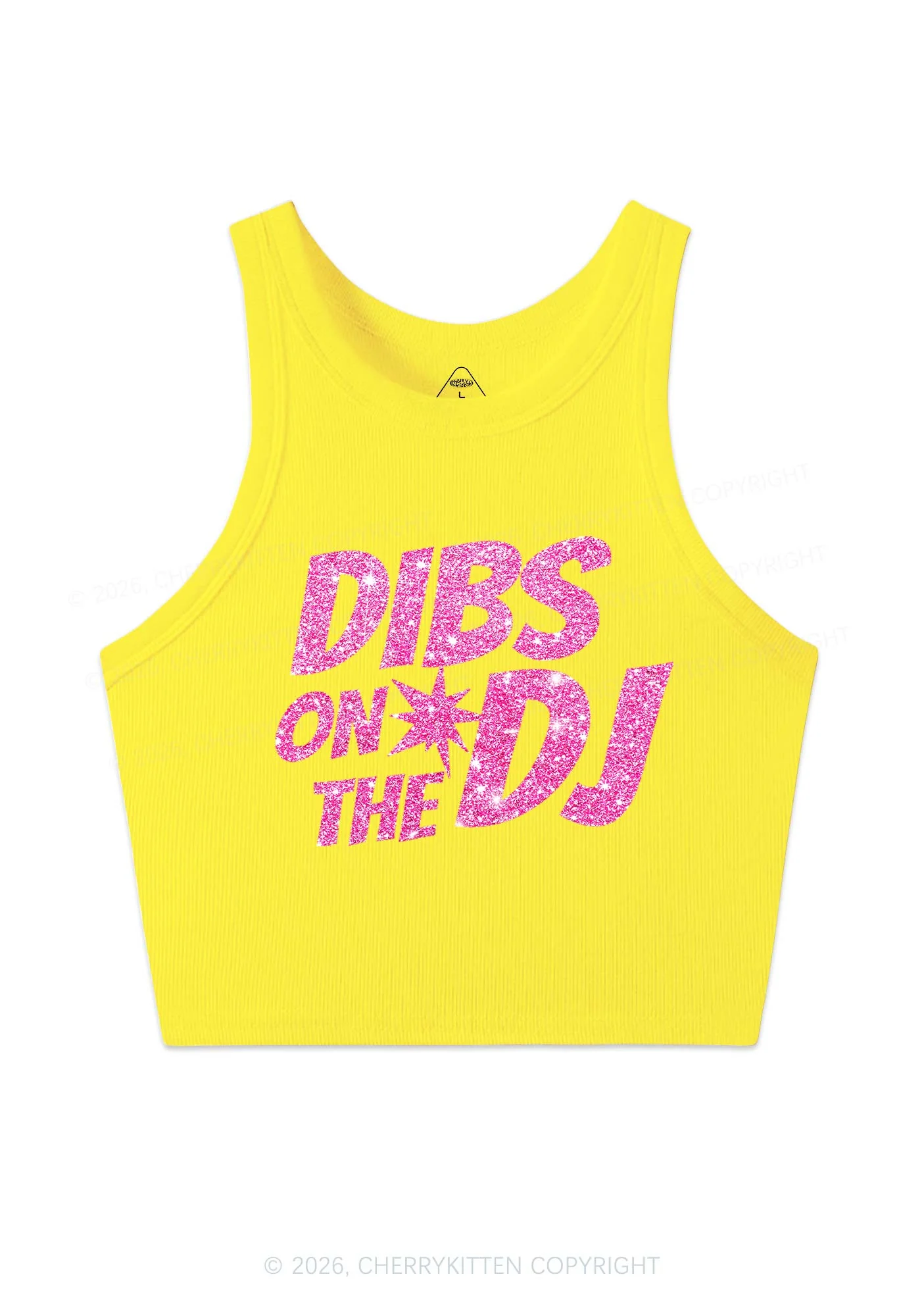 Glitter Dibs On The DJ Y2K Crop Tank Top Cherrykitten - Image 13