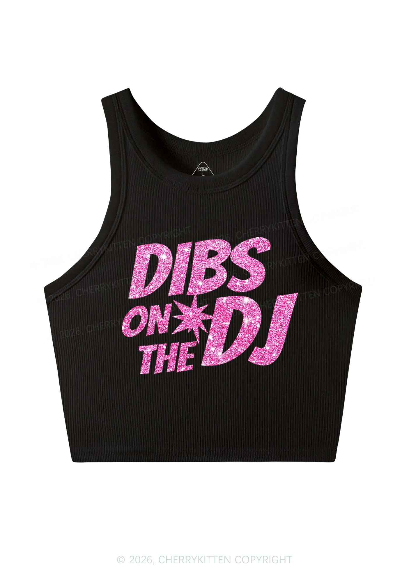 Glitter Dibs On The DJ Y2K Crop Tank Top Cherrykitten - Image 4