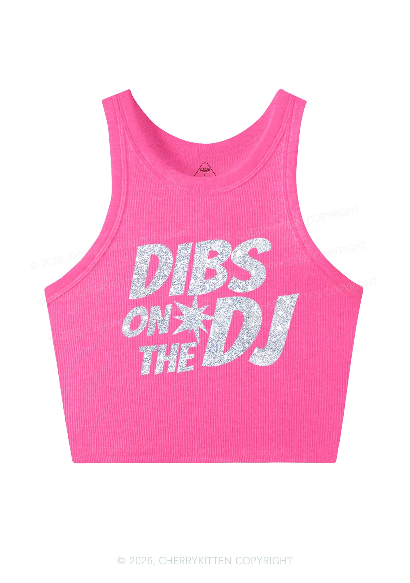 Glitter Dibs On The DJ Y2K Crop Tank Top Cherrykitten - Image 5