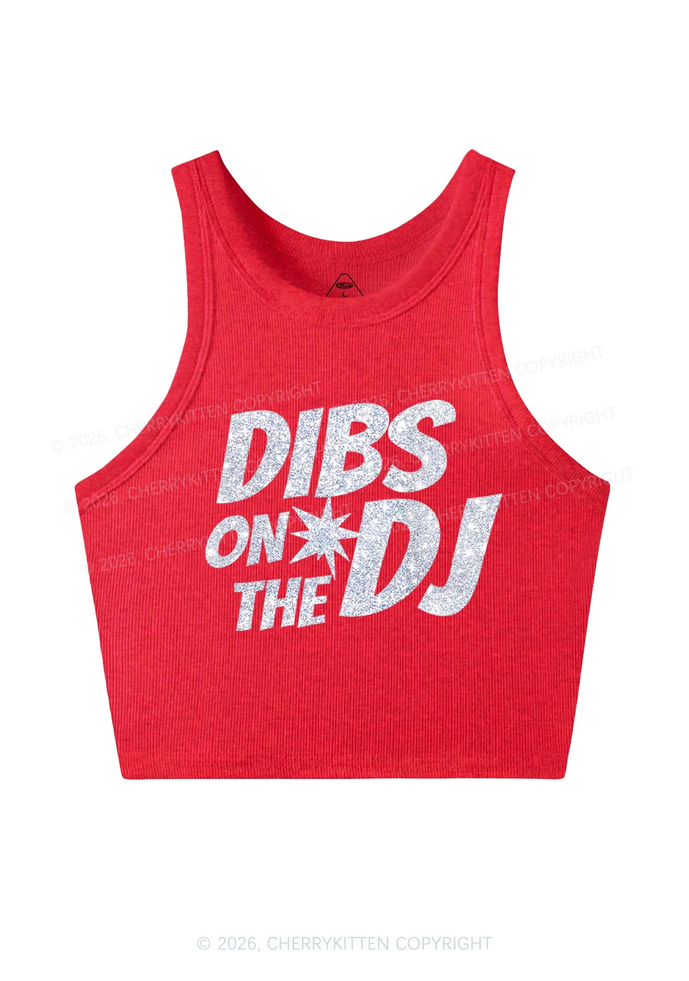 Glitter Dibs On The DJ Y2K Crop Tank Top Cherrykitten - Image 6