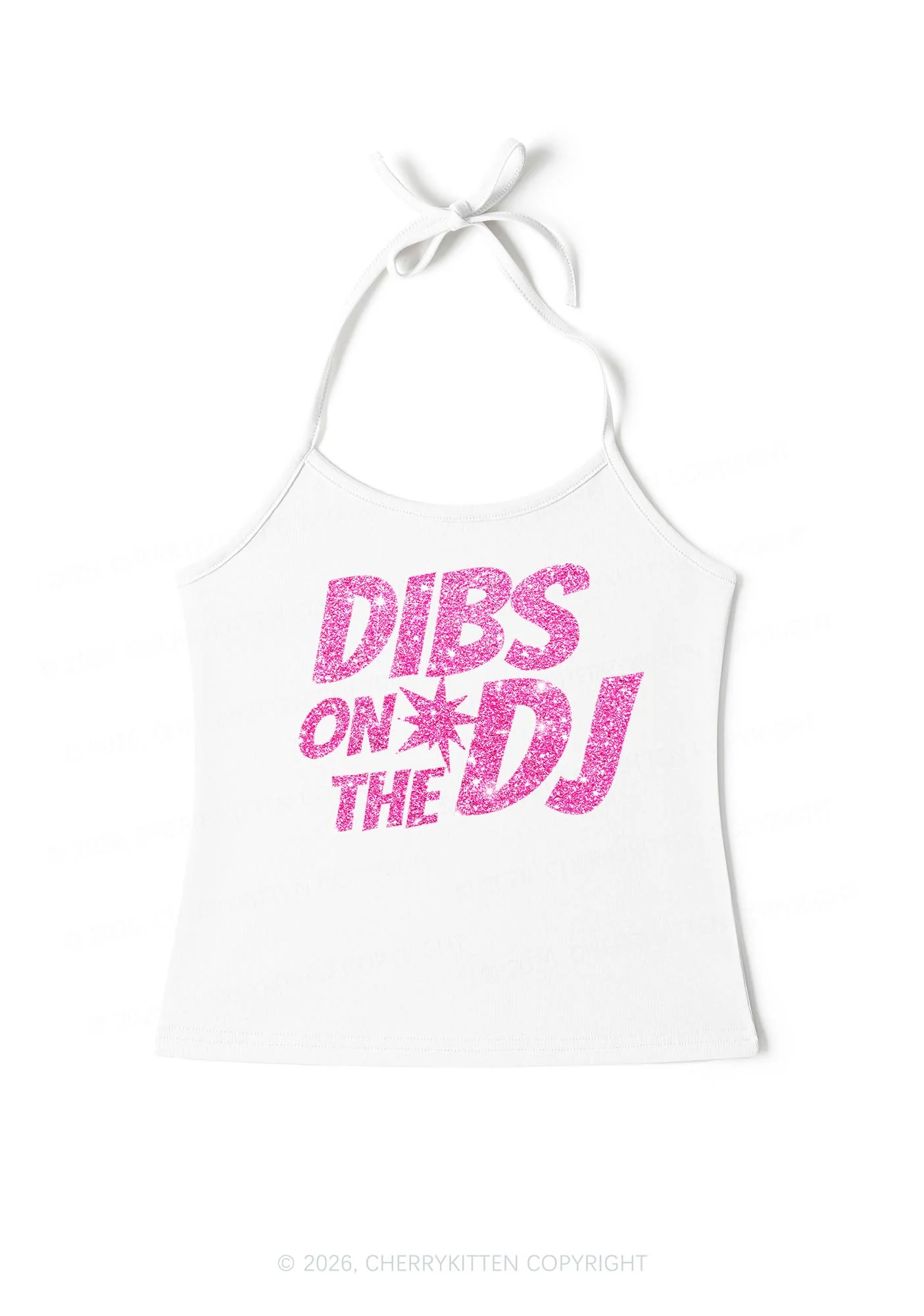 Glitter Dibs On The DJ Y2K Halter Neck Cami Cherrykitten - Image 4