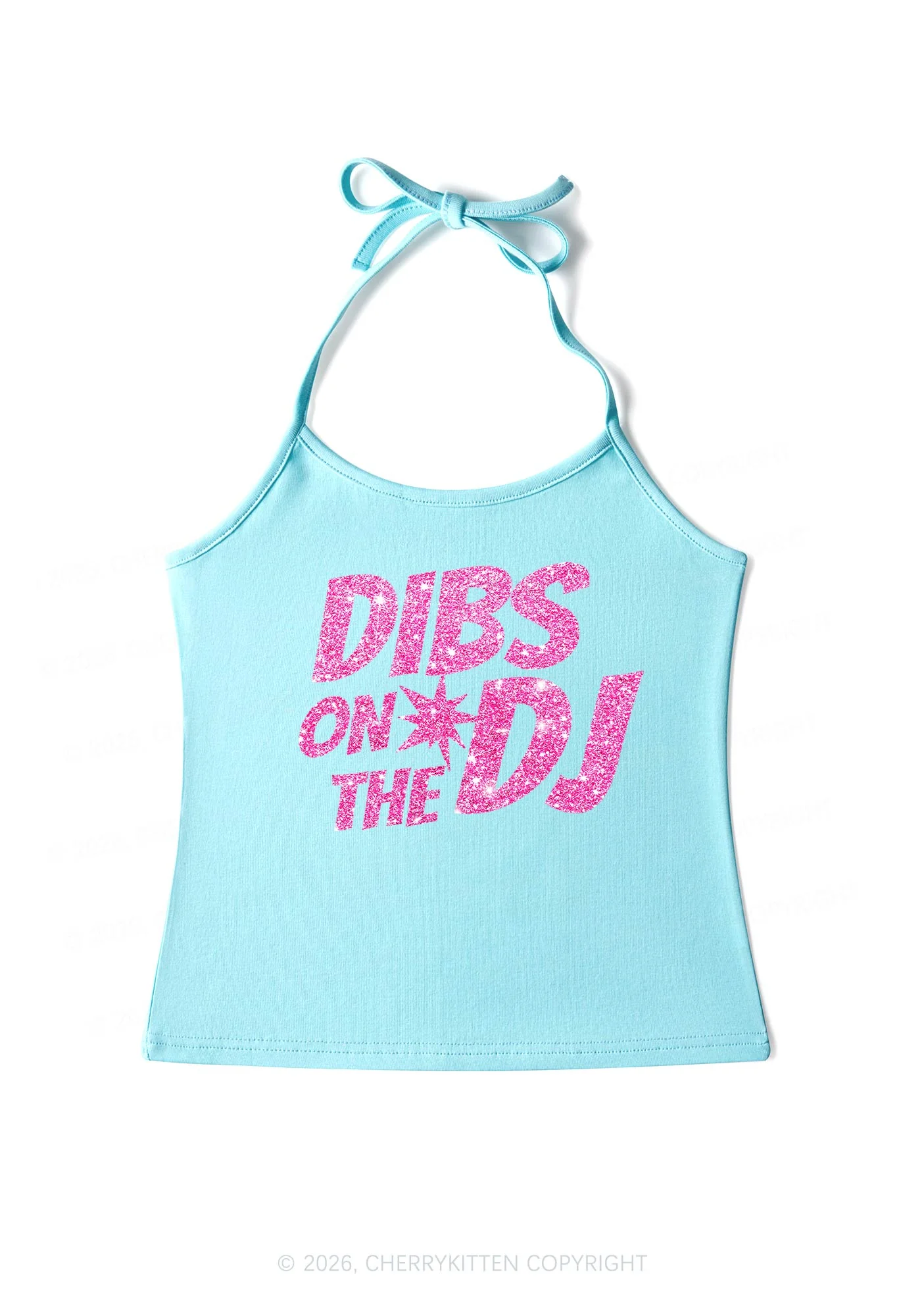 Glitter Dibs On The DJ Y2K Halter Neck Cami Cherrykitten - Image 6
