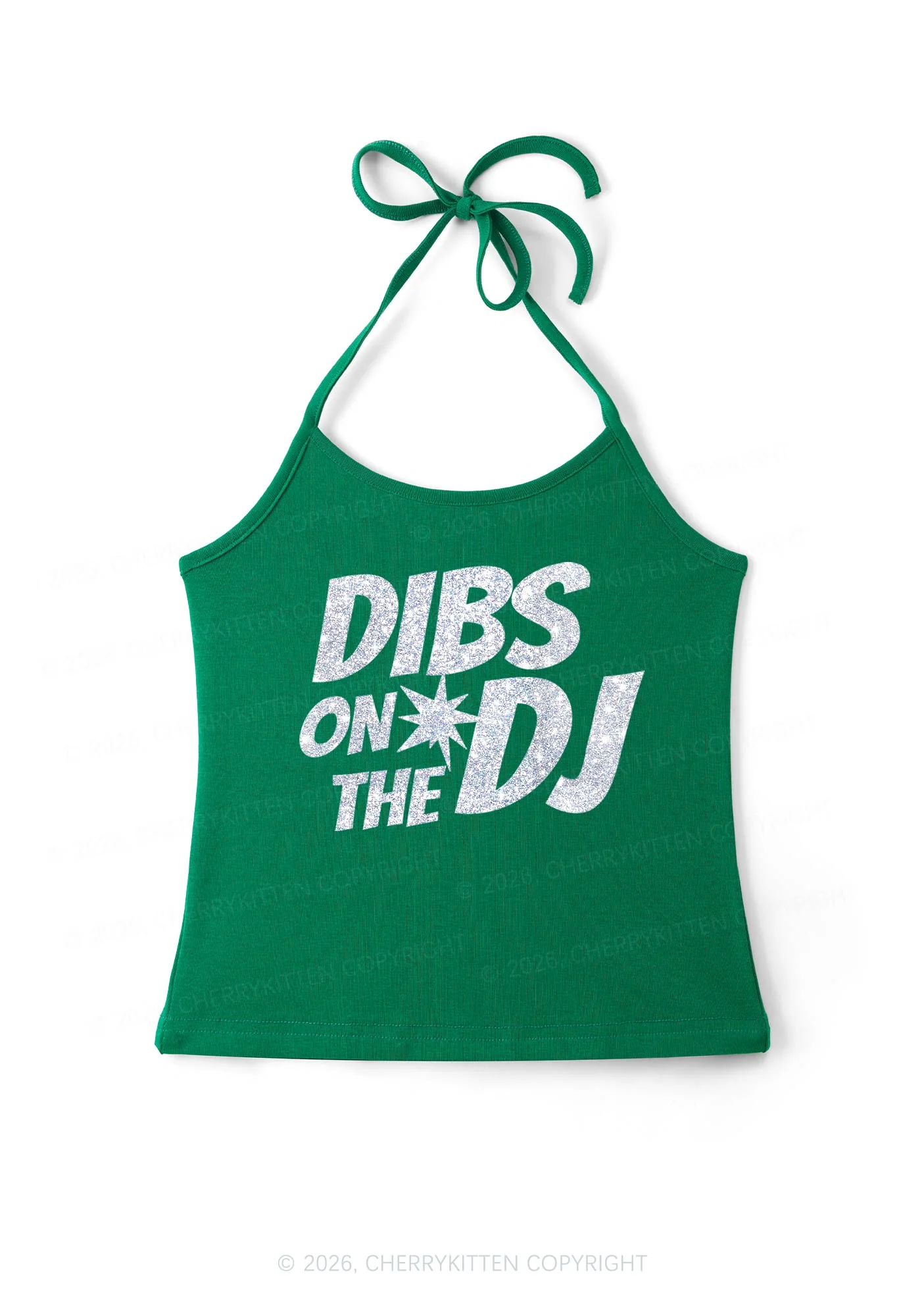 Glitter Dibs On The DJ Y2K Halter Neck Cami Cherrykitten - Image 7
