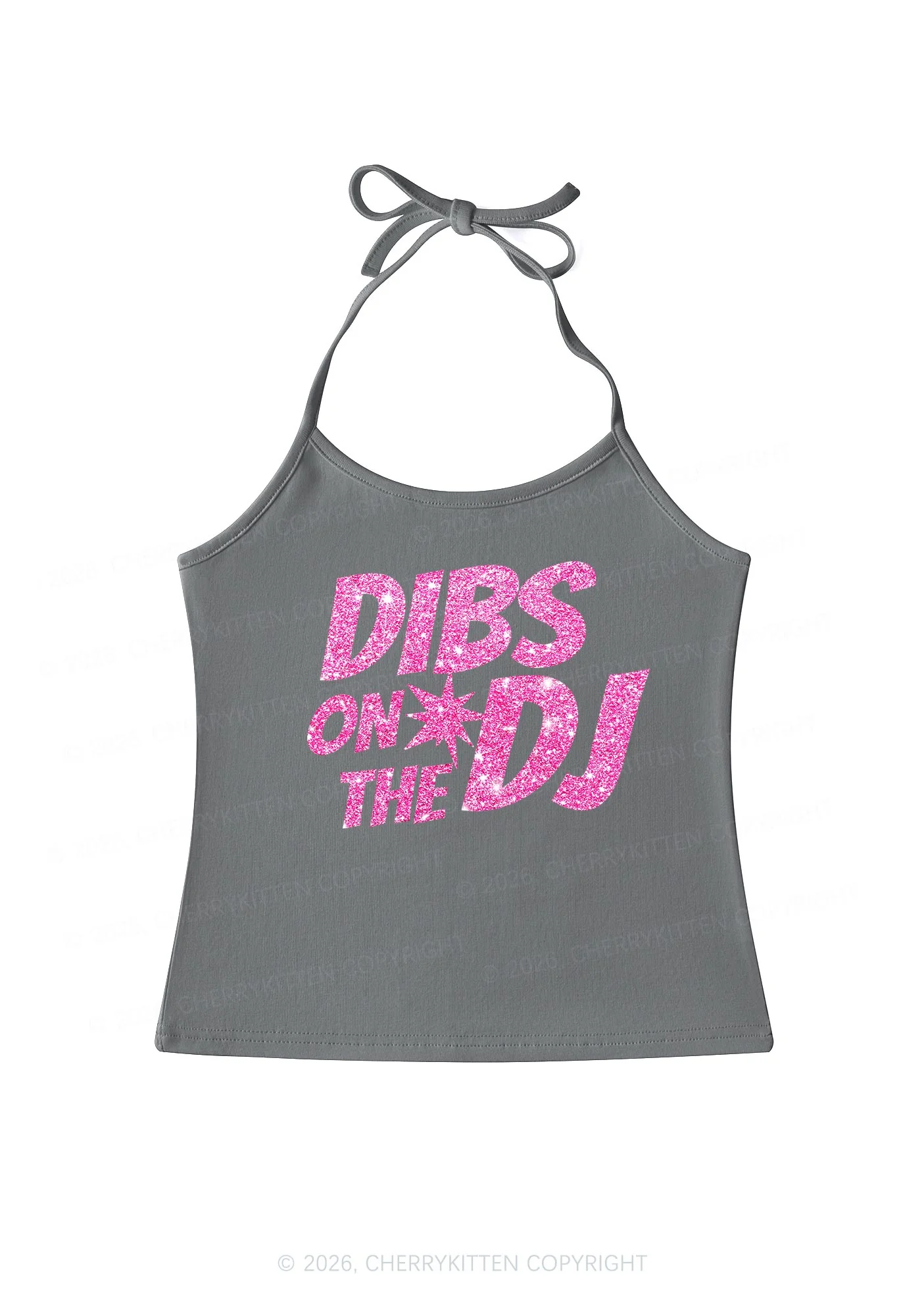 Glitter Dibs On The DJ Y2K Halter Neck Cami Cherrykitten - Image 8