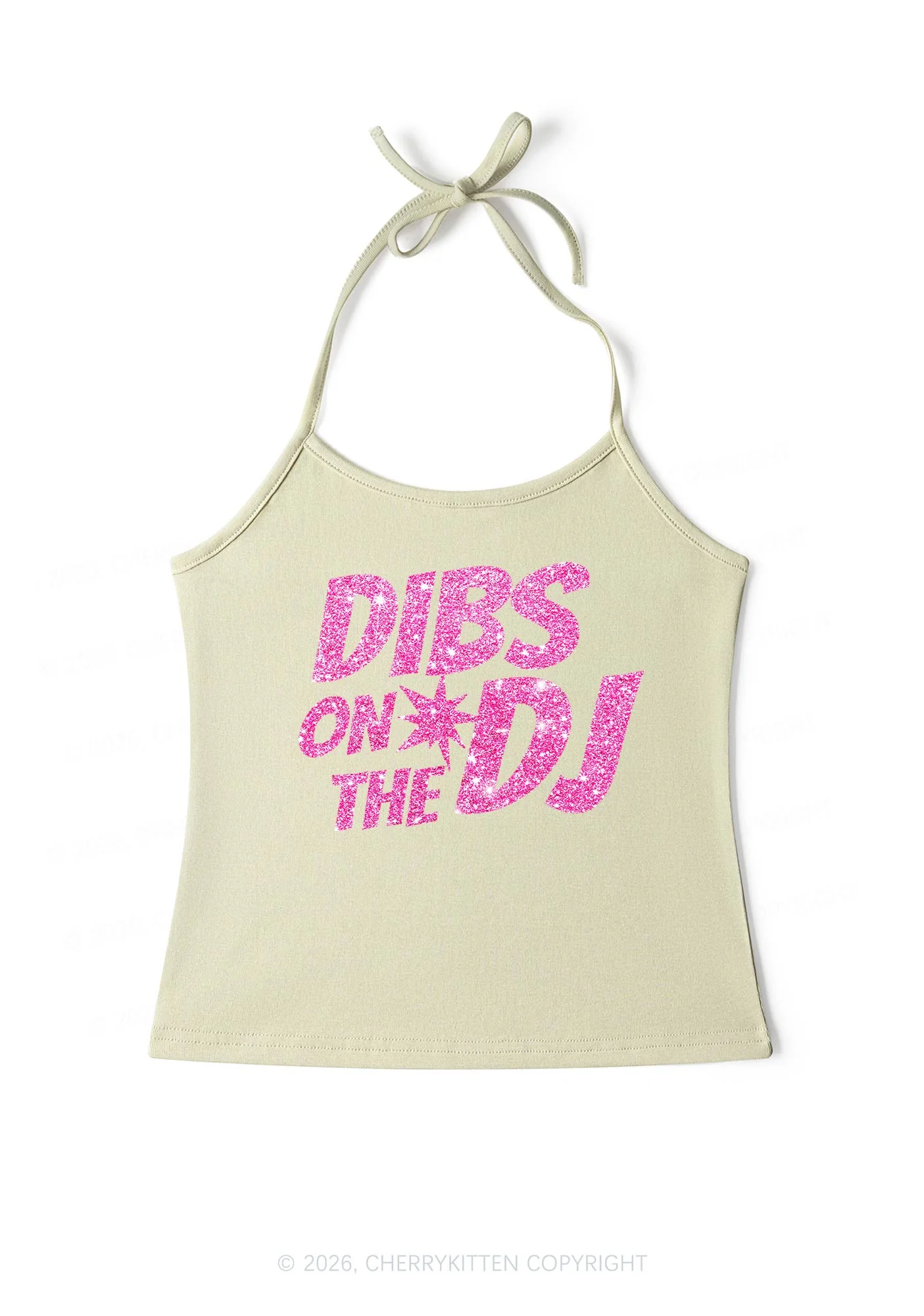 Glitter Dibs On The DJ Y2K Halter Neck Cami Cherrykitten - Image 9