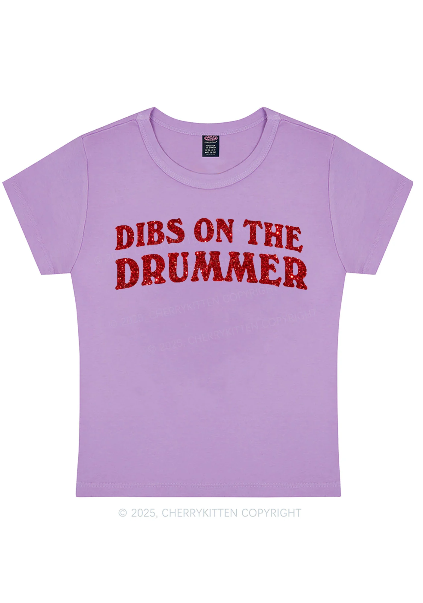 Glitter Dibs On The Drummer Y2K Baby Tee Cherrykitten - Image 8