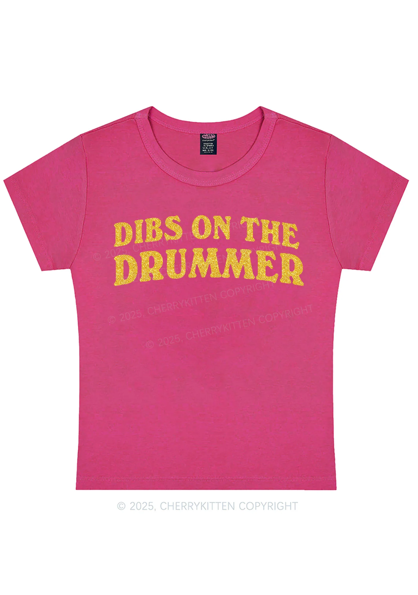 Glitter Dibs On The Drummer Y2K Baby Tee Cherrykitten - Image 9