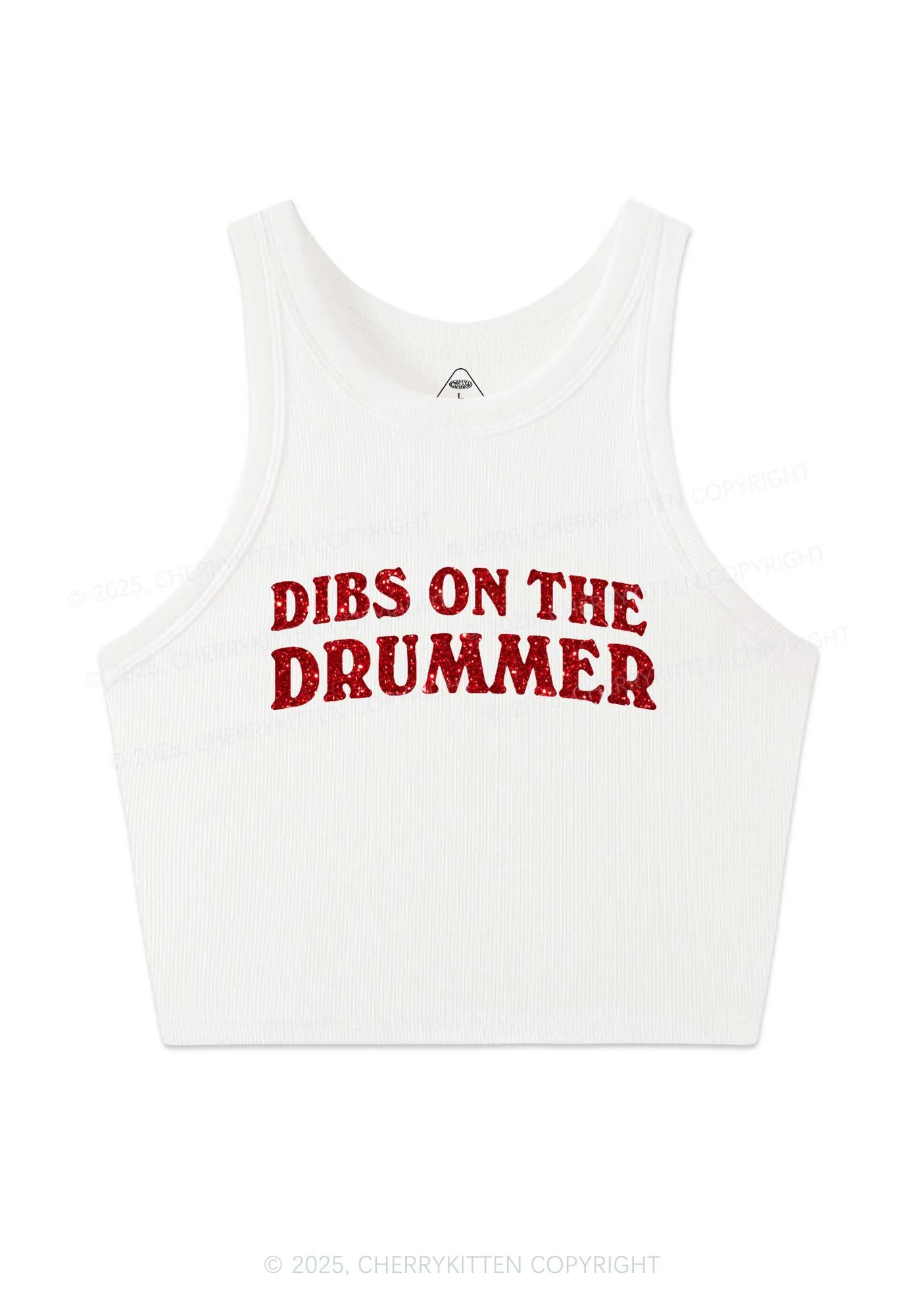 Glitter Dibs On The Drummer Y2K Crop Tank Top Cherrykitten - Image 4