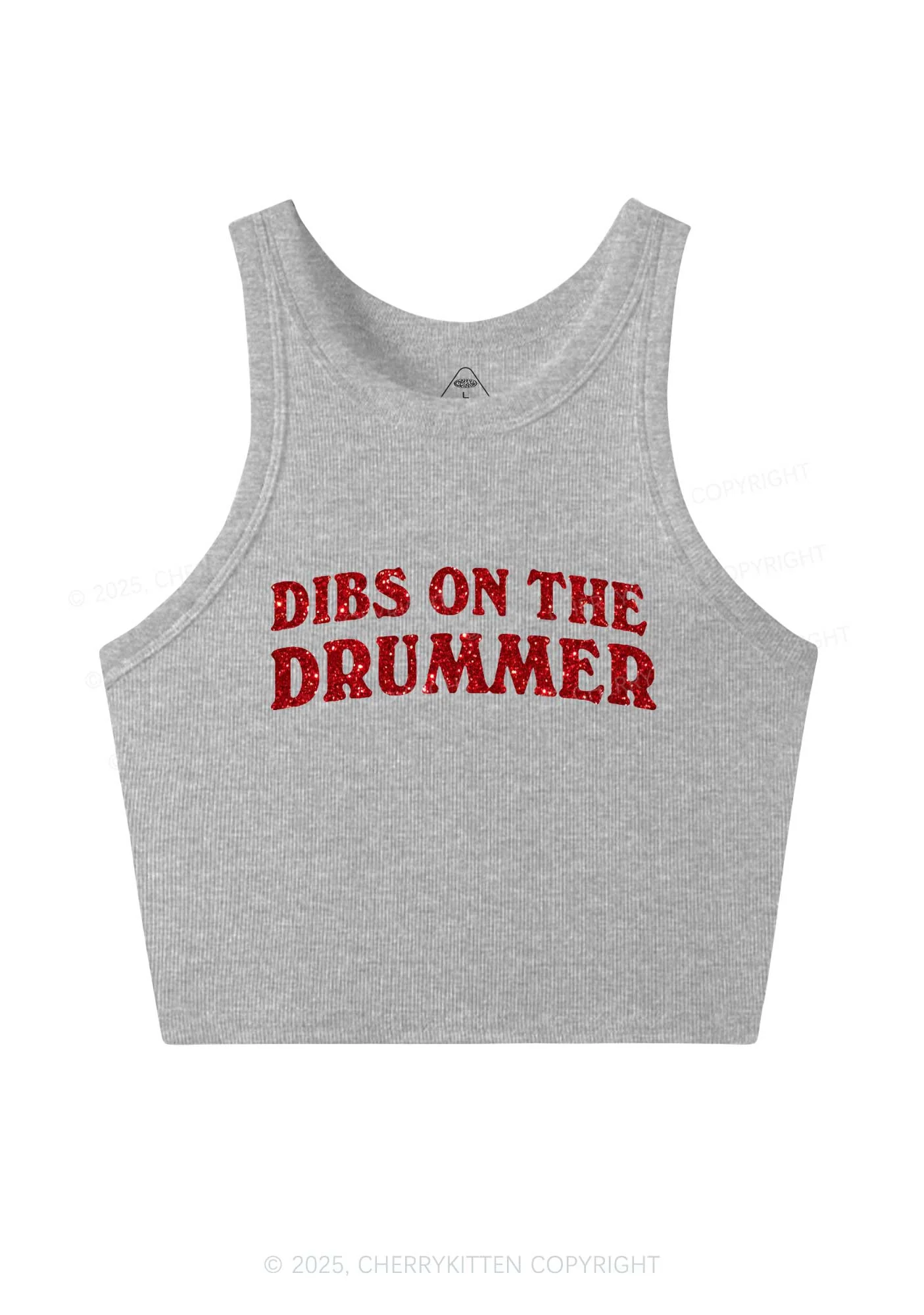 Glitter Dibs On The Drummer Y2K Crop Tank Top Cherrykitten - Image 5