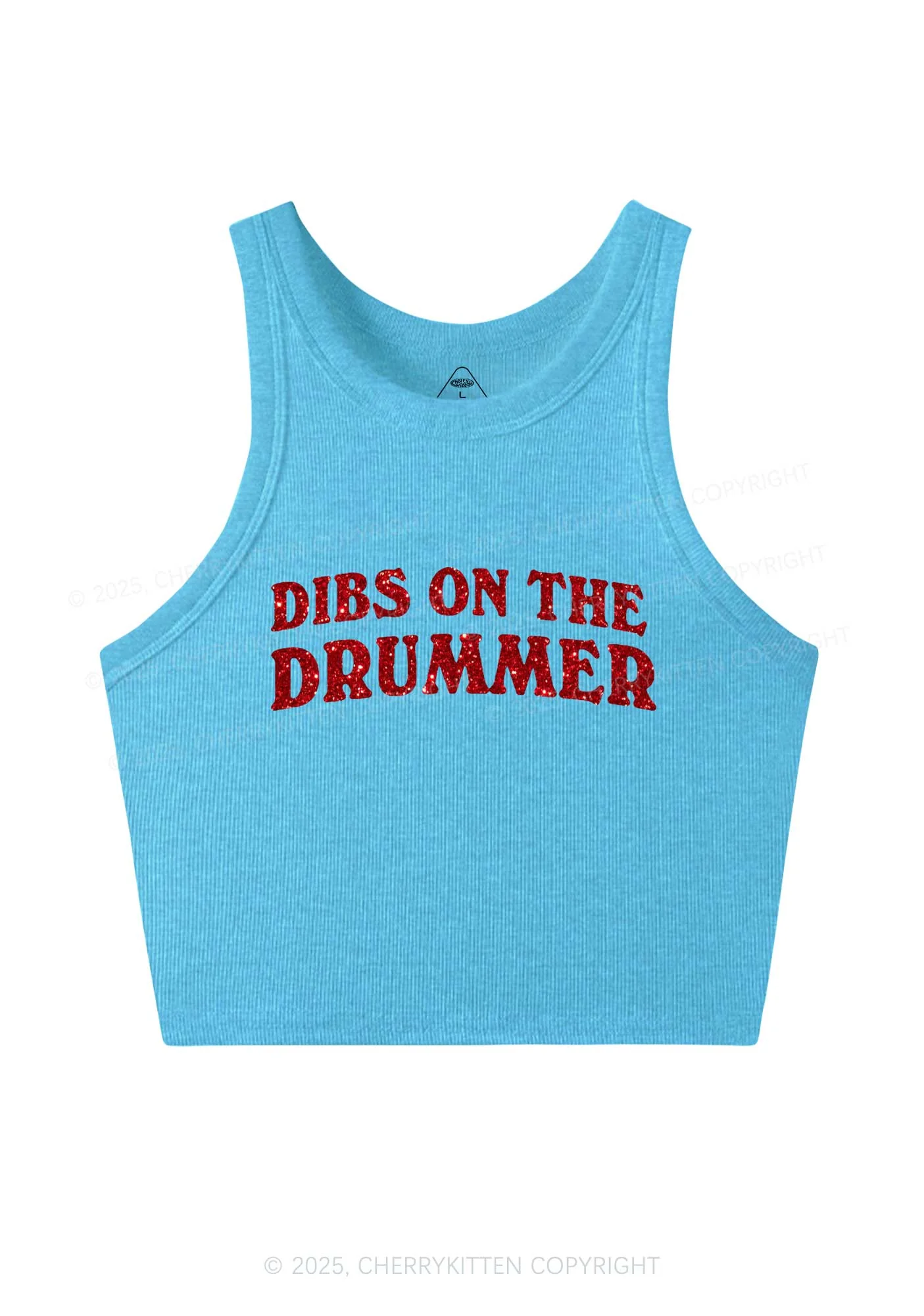 Glitter Dibs On The Drummer Y2K Crop Tank Top Cherrykitten - Image 6