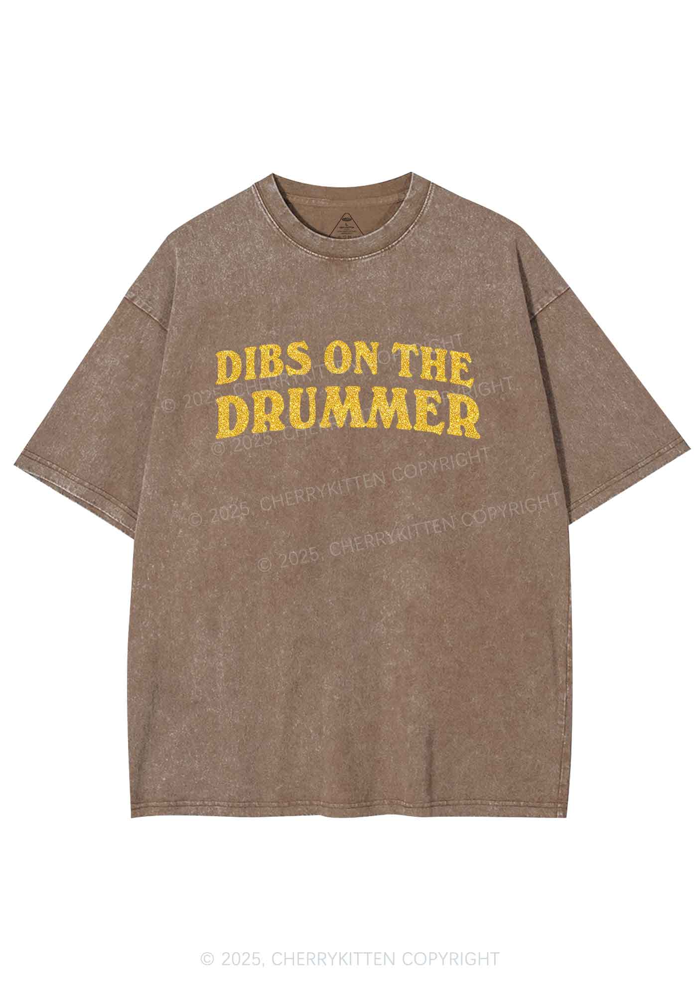 Glitter Dibs On The Drummer Y2K Shirts Washed Tee Cherrykitten - Image 7