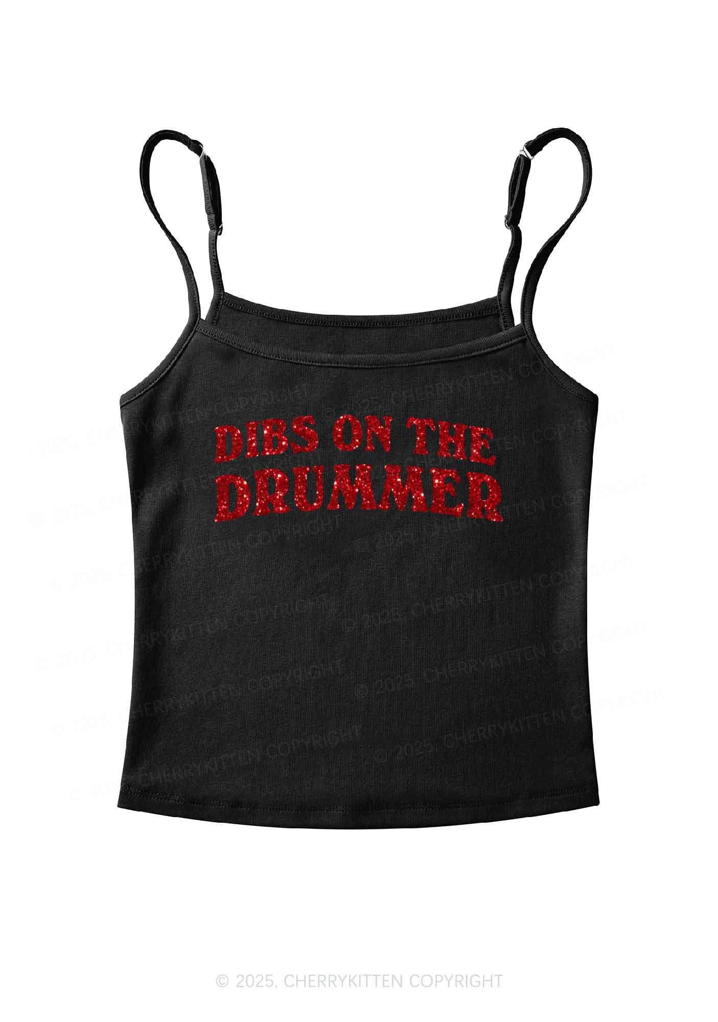 Glitter Dibs On The Drummer Y2K Spaghetti Strap Cami Cherrykitten - Image 4