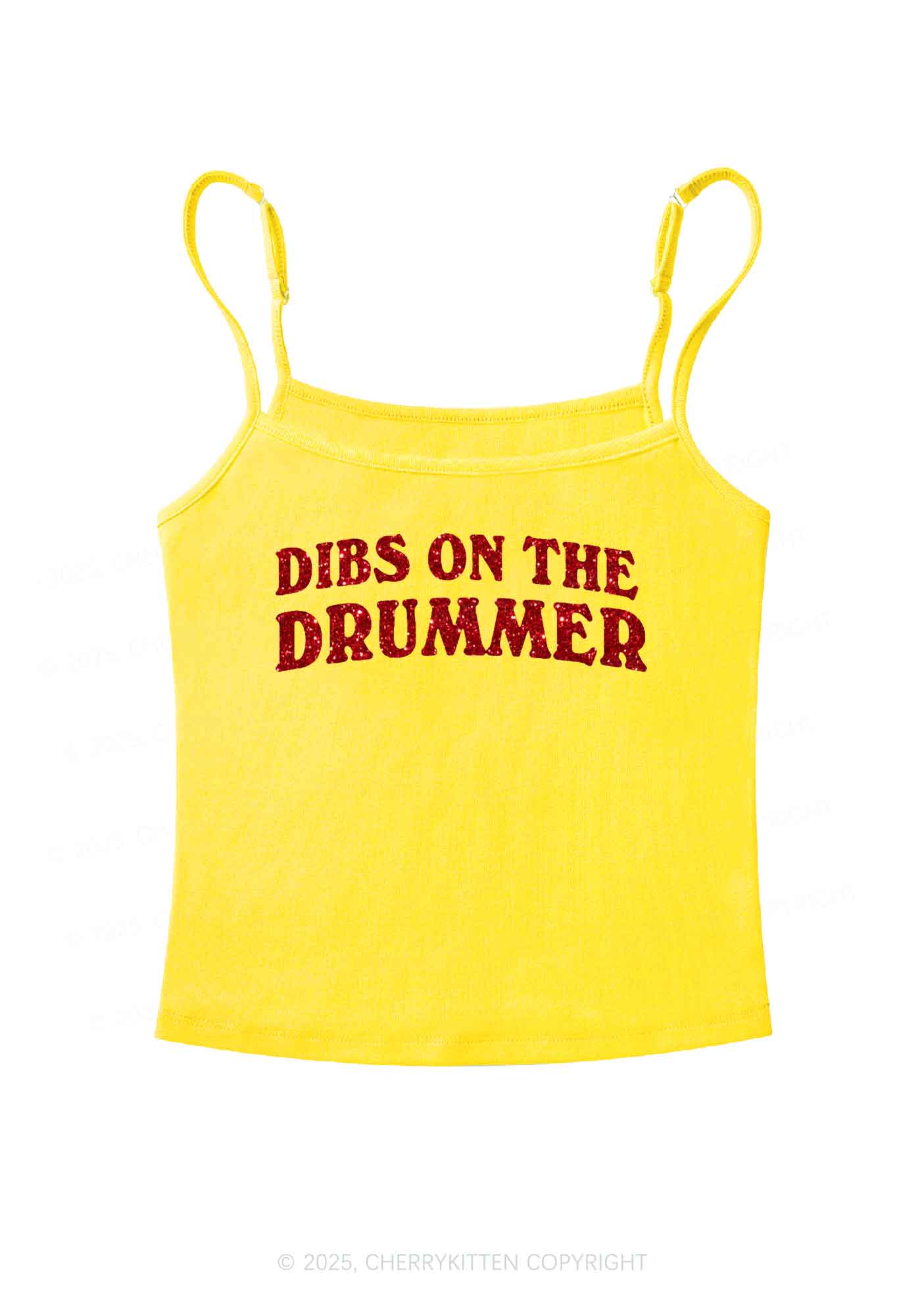 Glitter Dibs On The Drummer Y2K Spaghetti Strap Cami Cherrykitten - Image 5
