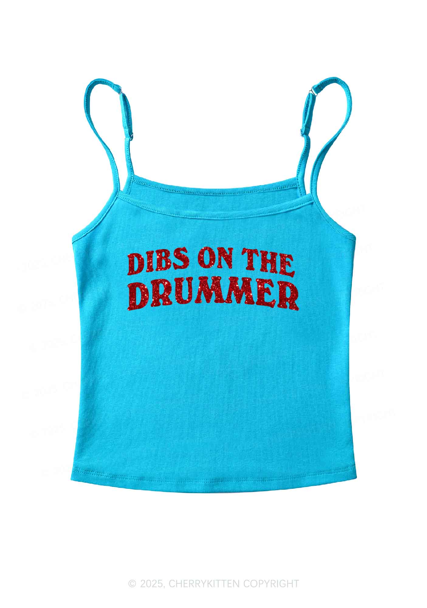 Glitter Dibs On The Drummer Y2K Spaghetti Strap Cami Cherrykitten - Image 7
