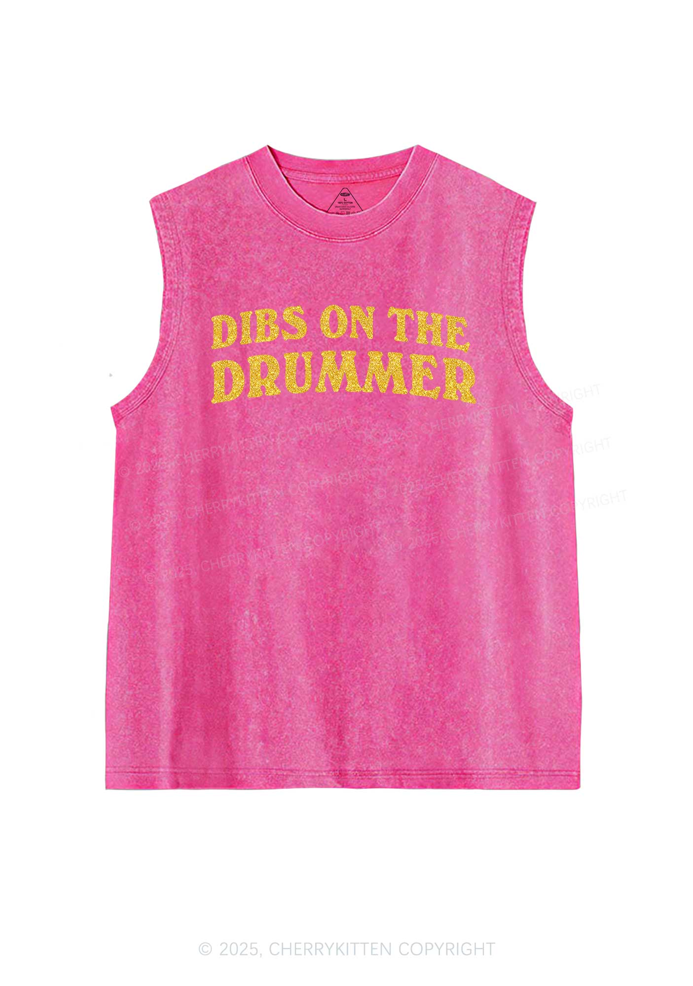 Glitter Dibs On The Drummer Y2K Washed Muscle Tank Cherrykitten - Image 5
