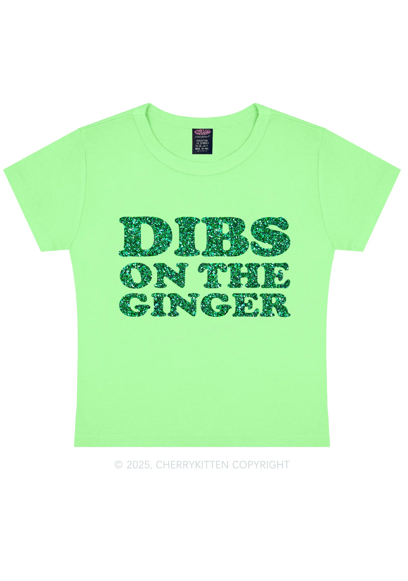 Glitter Dibs On The Ginger St Patricks Y2K Baby Tee Cherrykitten - Image 10