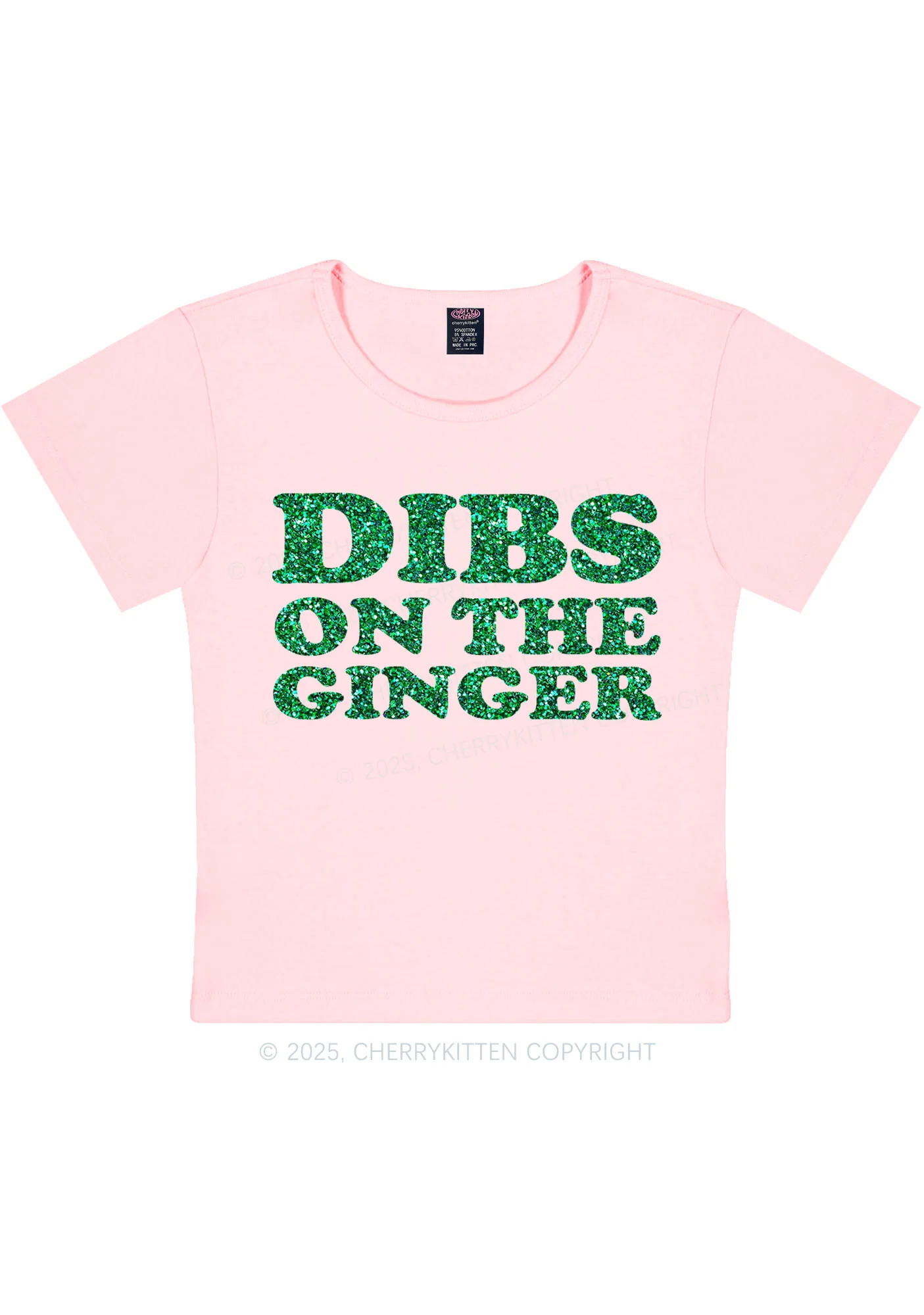 Glitter Dibs On The Ginger St Patricks Y2K Baby Tee Cherrykitten - Image 11