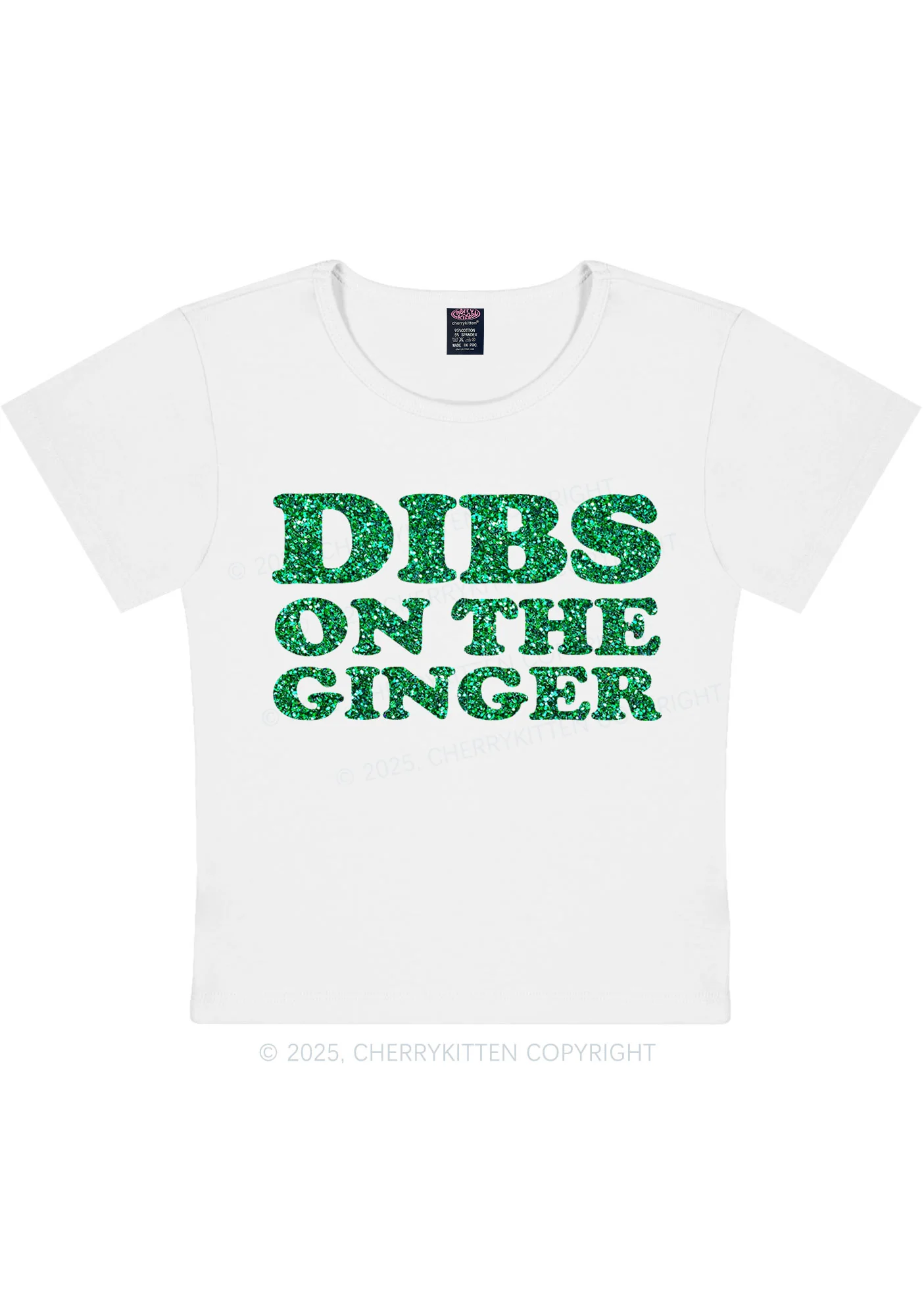 Glitter Dibs On The Ginger St Patricks Y2K Baby Tee Cherrykitten - Image 5