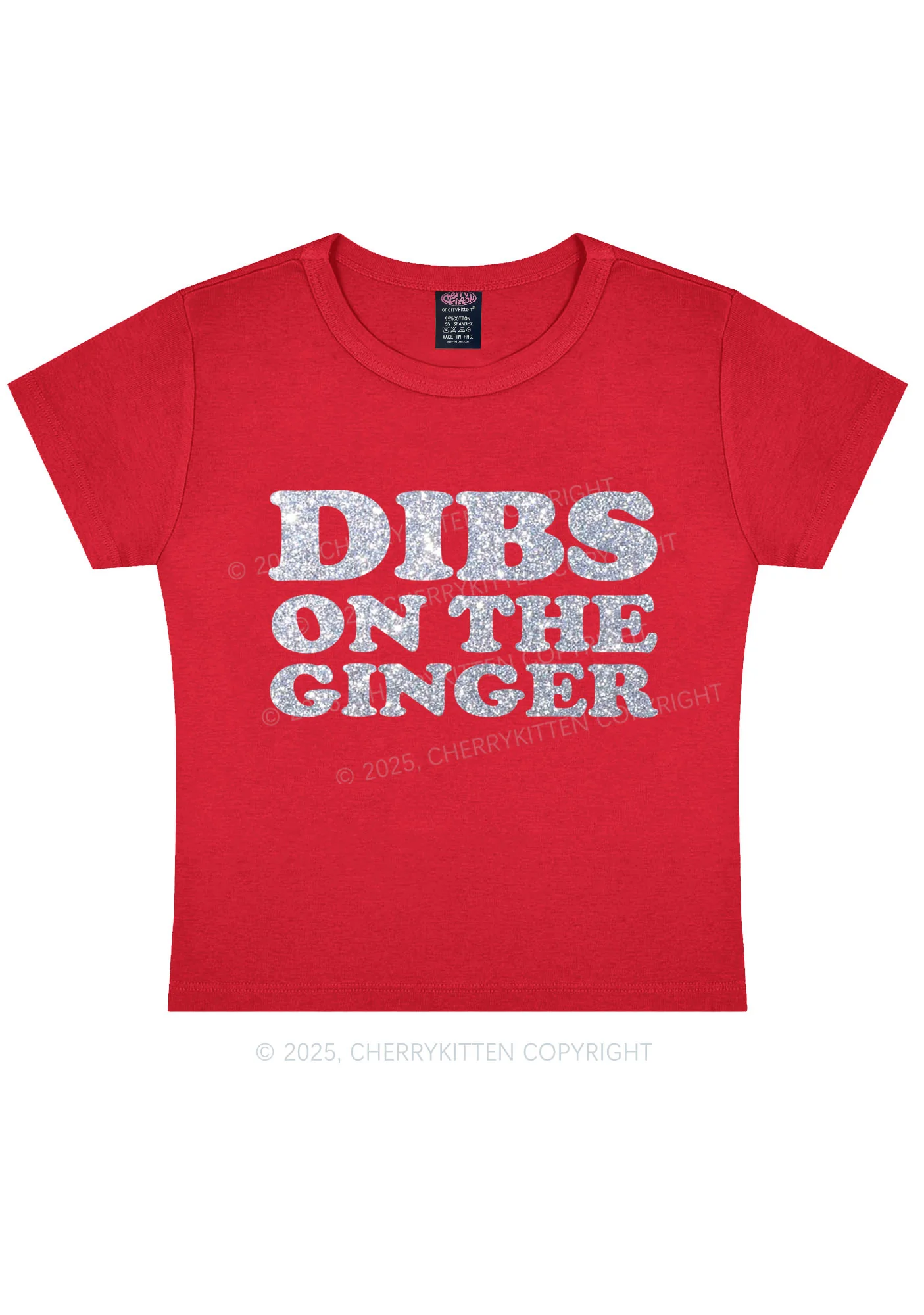 Glitter Dibs On The Ginger St Patricks Y2K Baby Tee Cherrykitten - Image 6