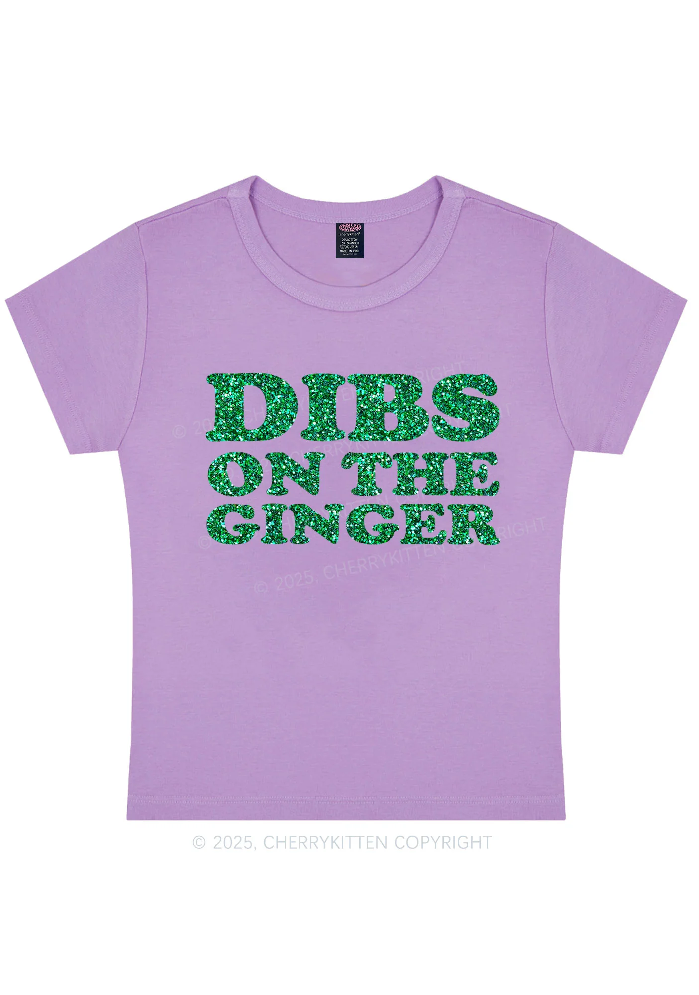 Glitter Dibs On The Ginger St Patricks Y2K Baby Tee Cherrykitten - Image 7