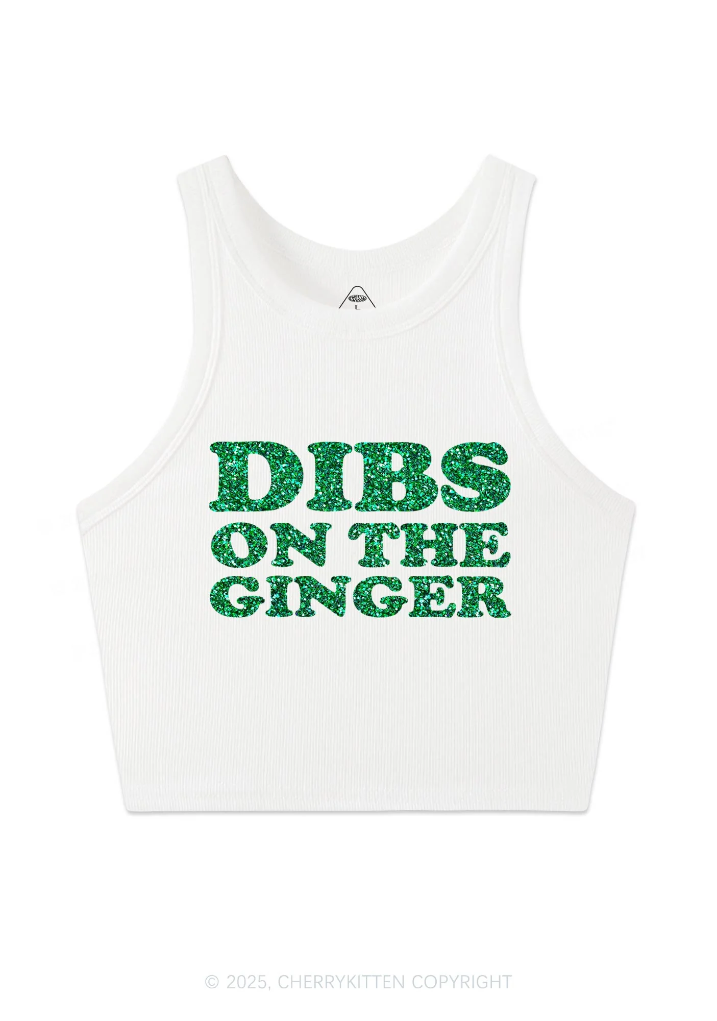 Glitter Dibs On The Ginger St Patricks Y2K Crop Tank Top Cherrykitten - Image 4