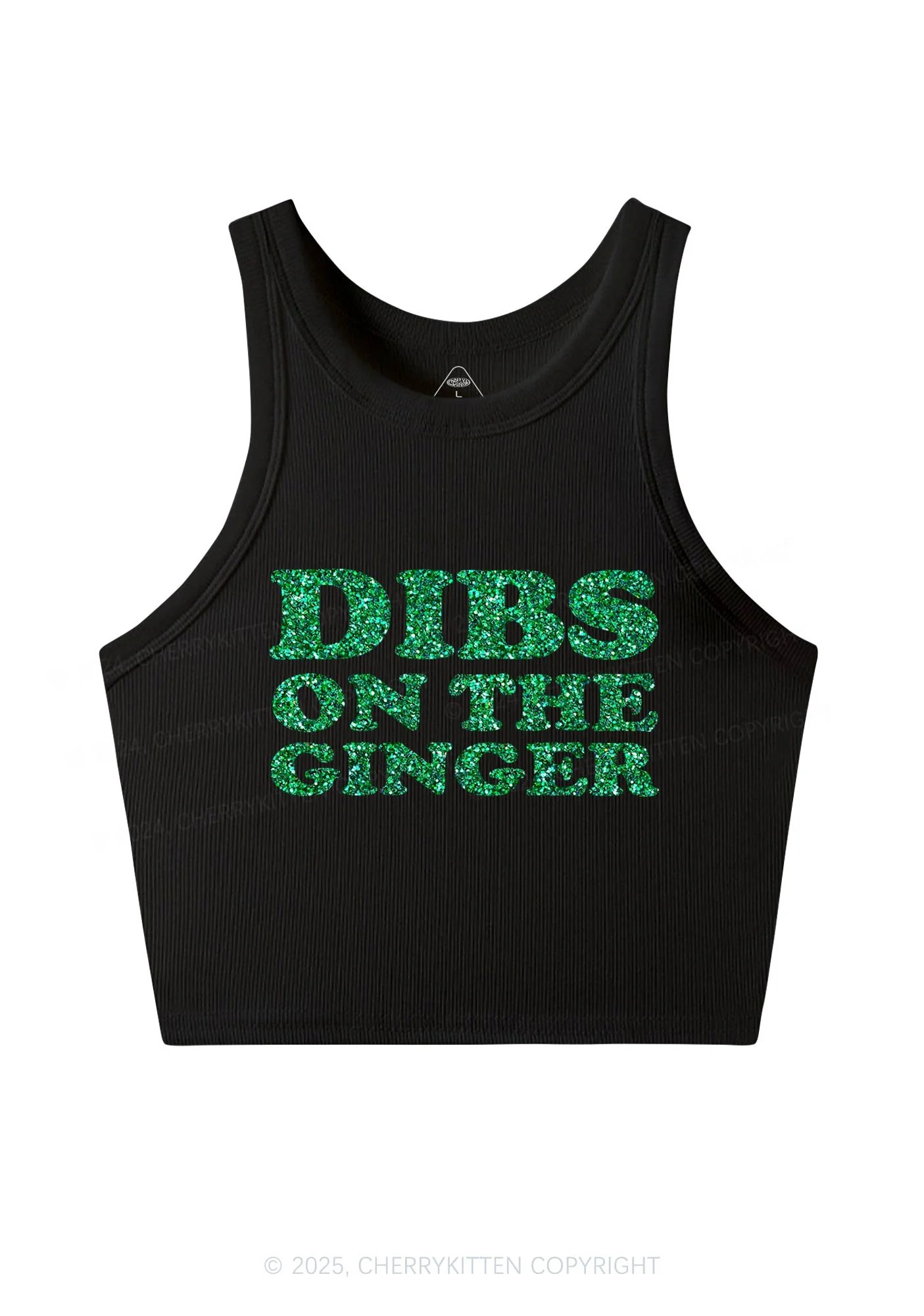 Glitter Dibs On The Ginger St Patricks Y2K Crop Tank Top Cherrykitten - Image 5
