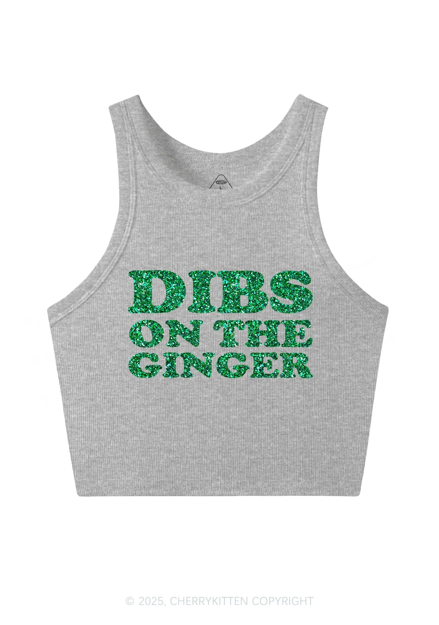 Glitter Dibs On The Ginger St Patricks Y2K Crop Tank Top Cherrykitten - Image 6