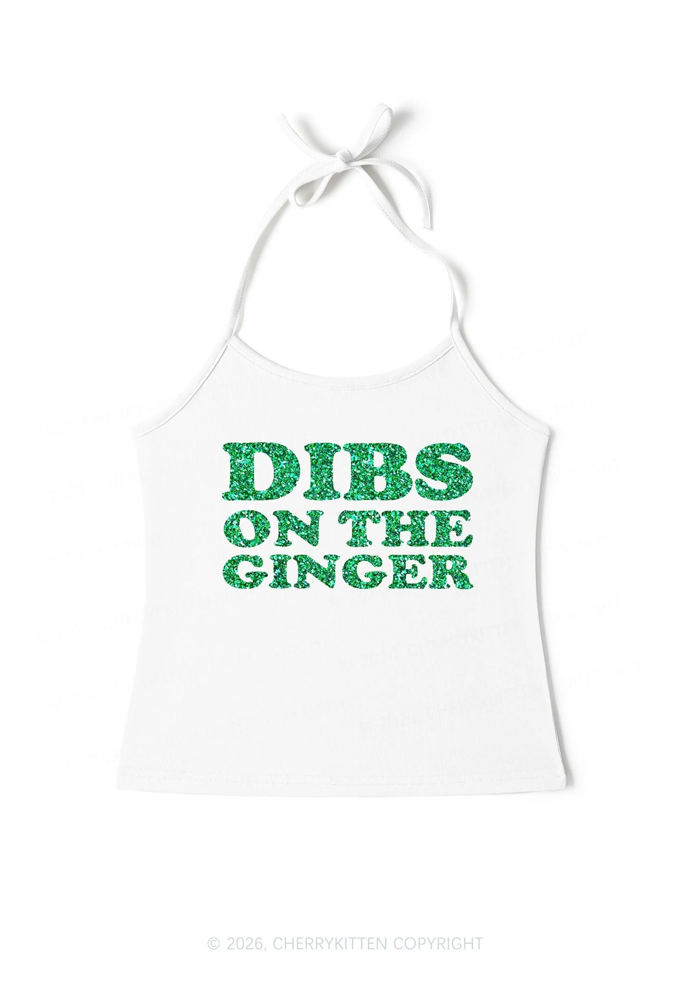 Glitter Dibs On The Ginger St Patricks Y2K Halter Neck Cami Cherrykitten - Image 3