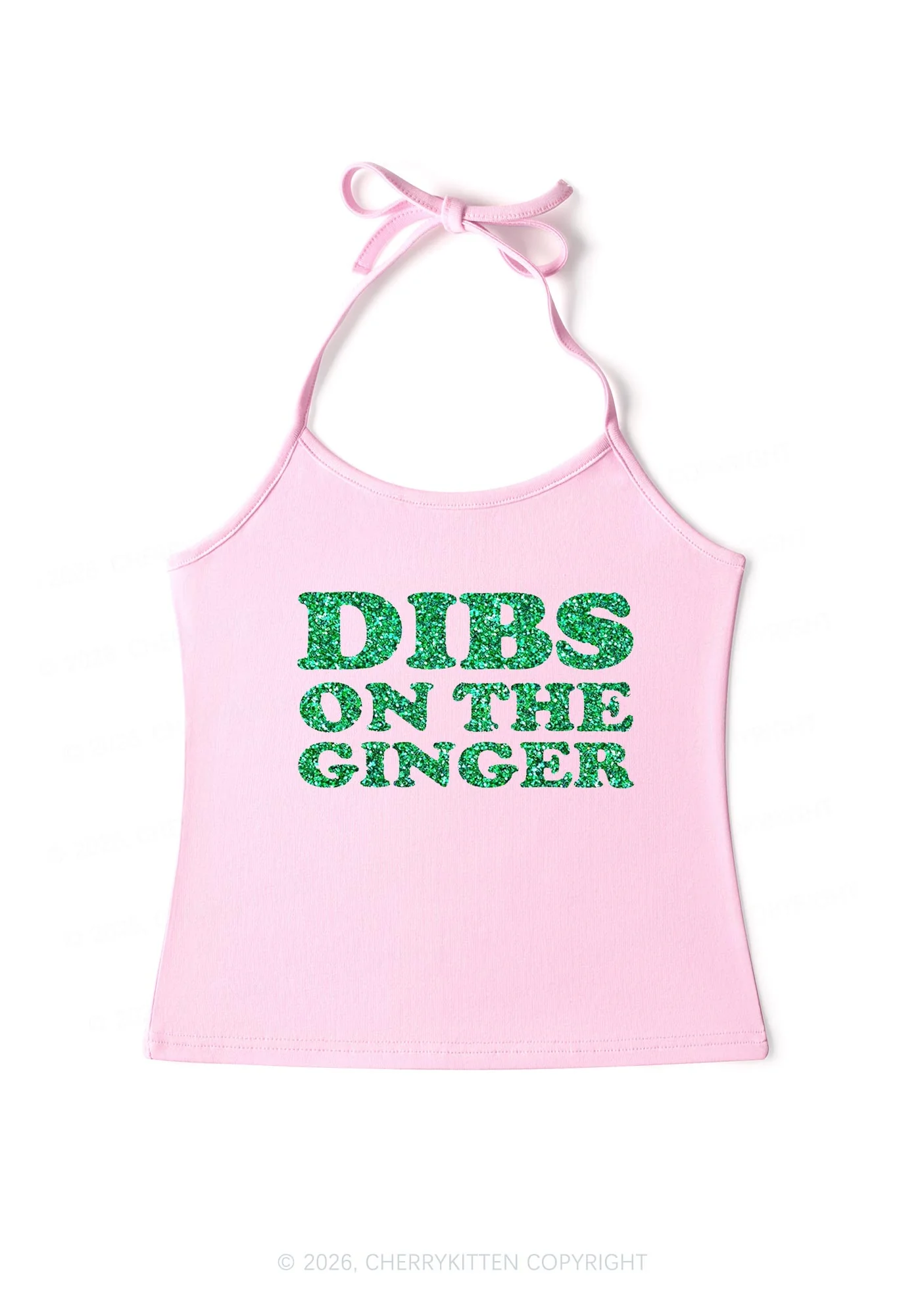 Glitter Dibs On The Ginger St Patricks Y2K Halter Neck Cami Cherrykitten - Image 4