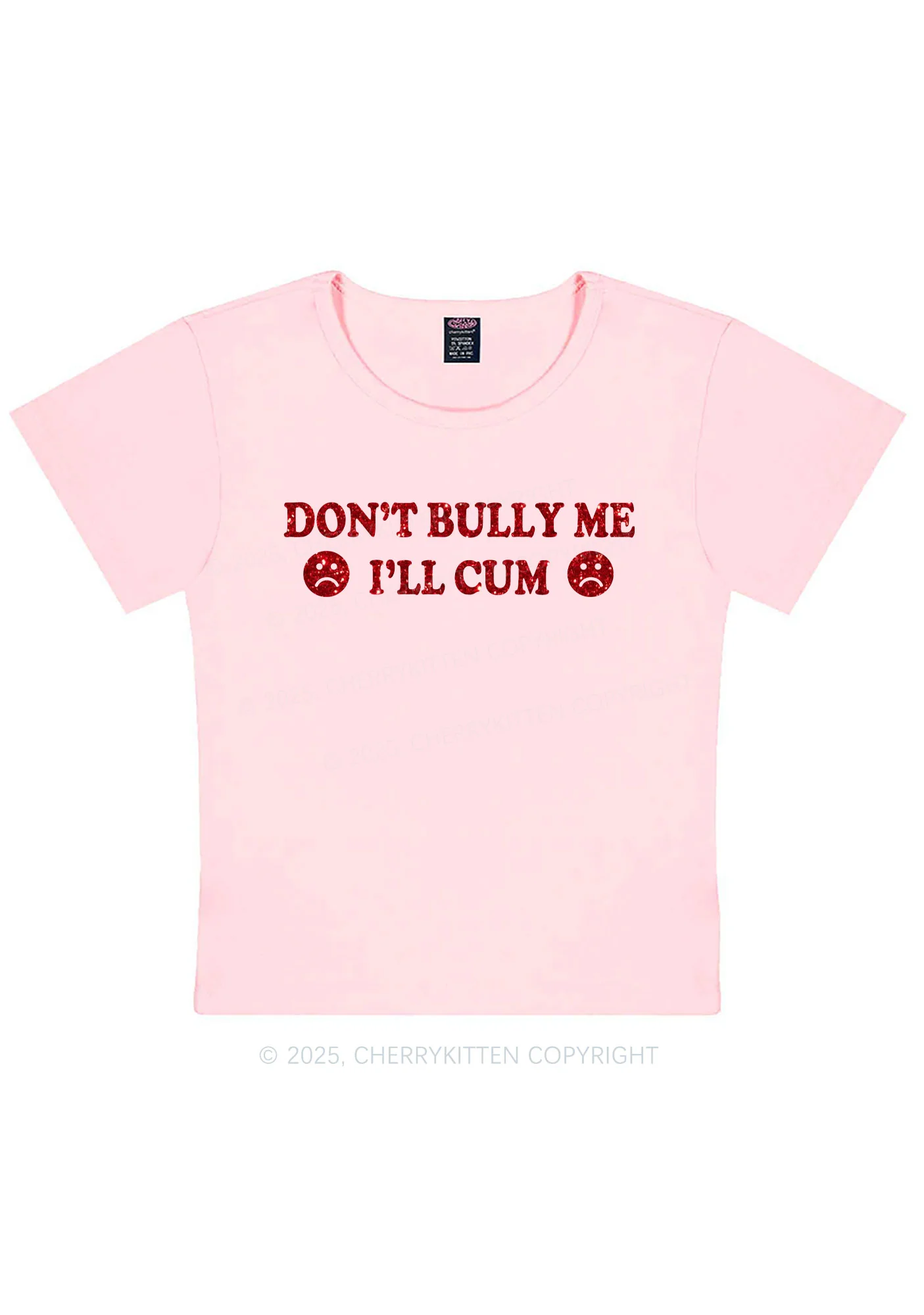Glitter Dont Bully Me Y2K Baby Tee Cherrykitten - Image 13