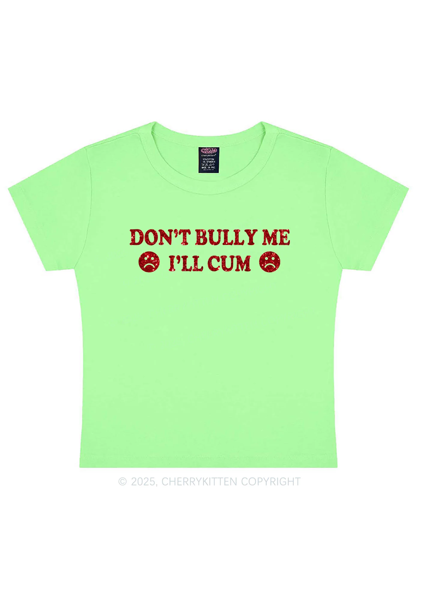 Glitter Dont Bully Me Y2K Baby Tee Cherrykitten - Image 14