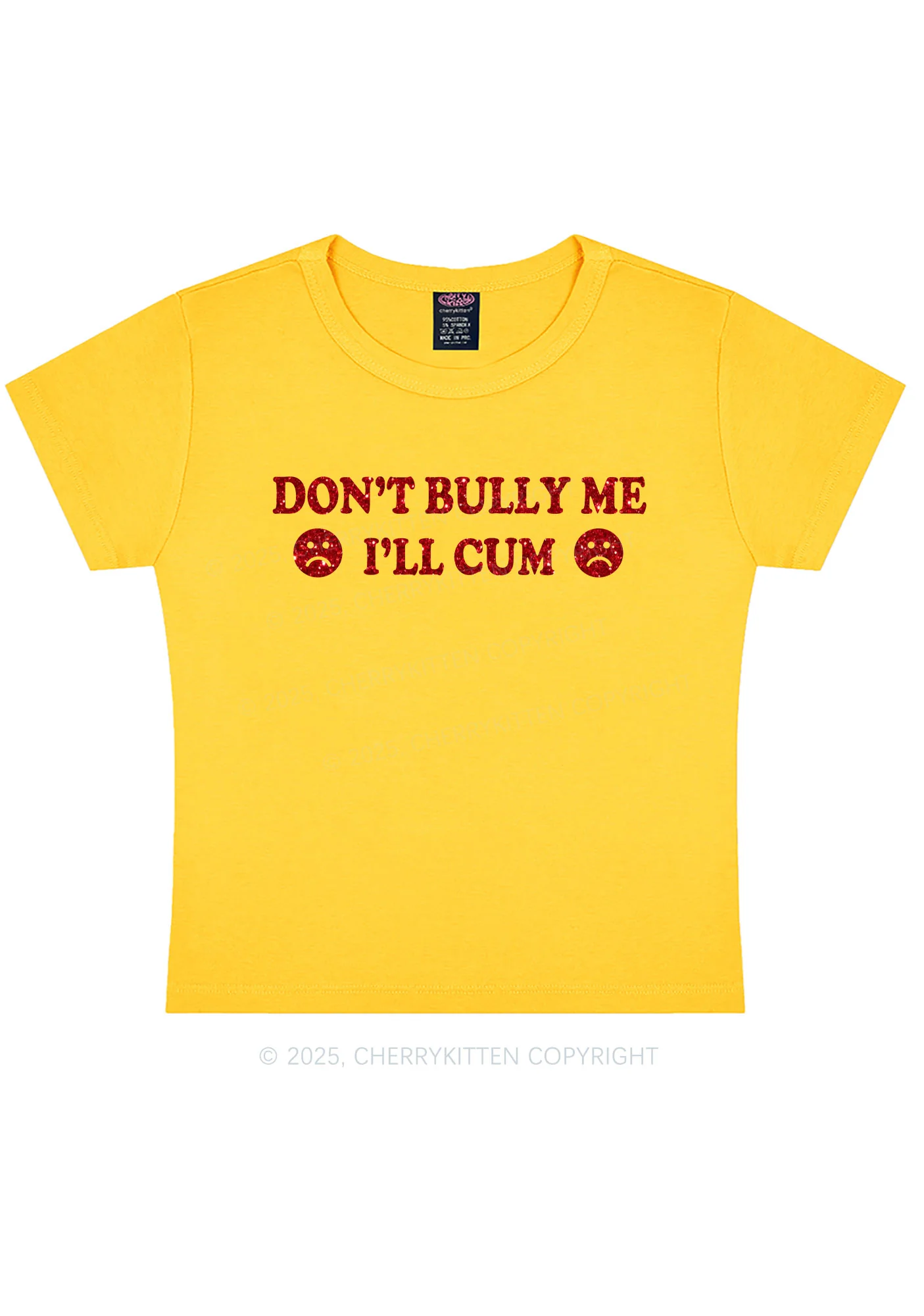 Glitter Dont Bully Me Y2K Baby Tee Cherrykitten - Image 5