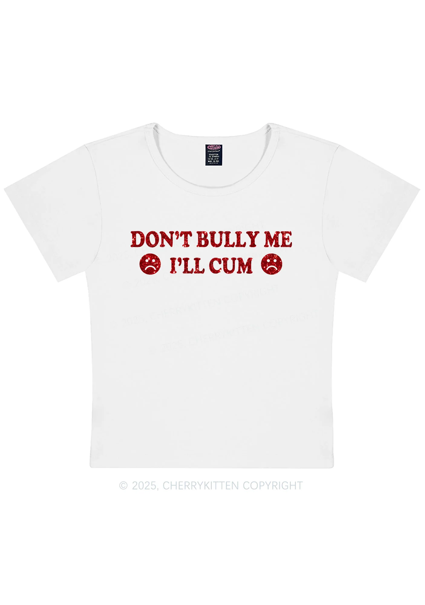Glitter Dont Bully Me Y2K Baby Tee Cherrykitten - Image 7