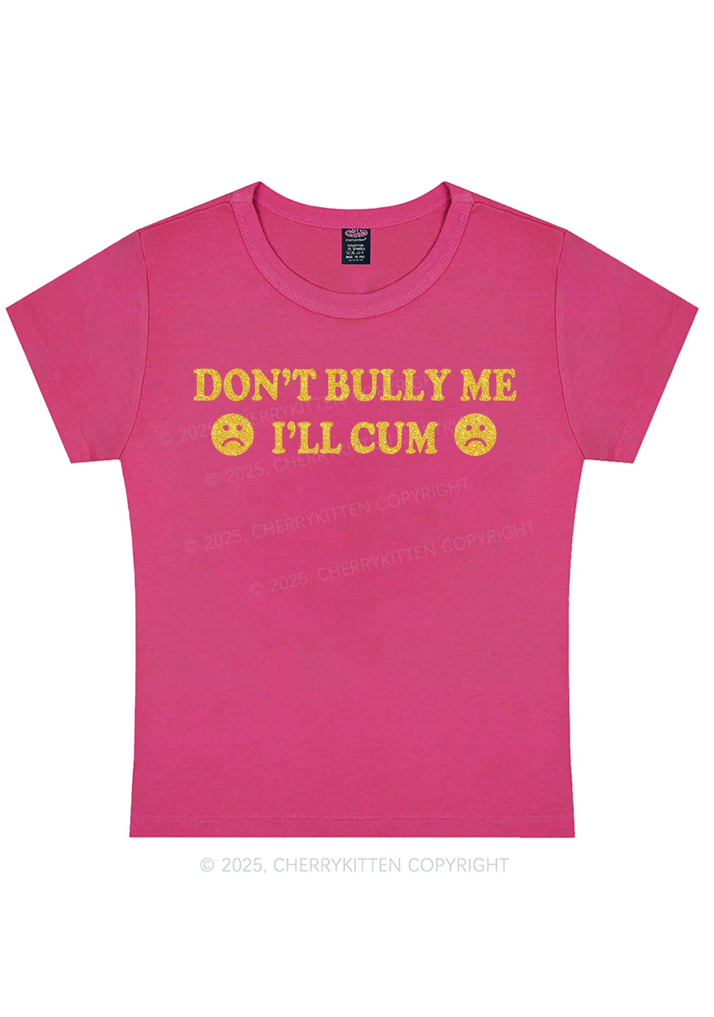 Glitter Dont Bully Me Y2K Baby Tee Cherrykitten - Image 8