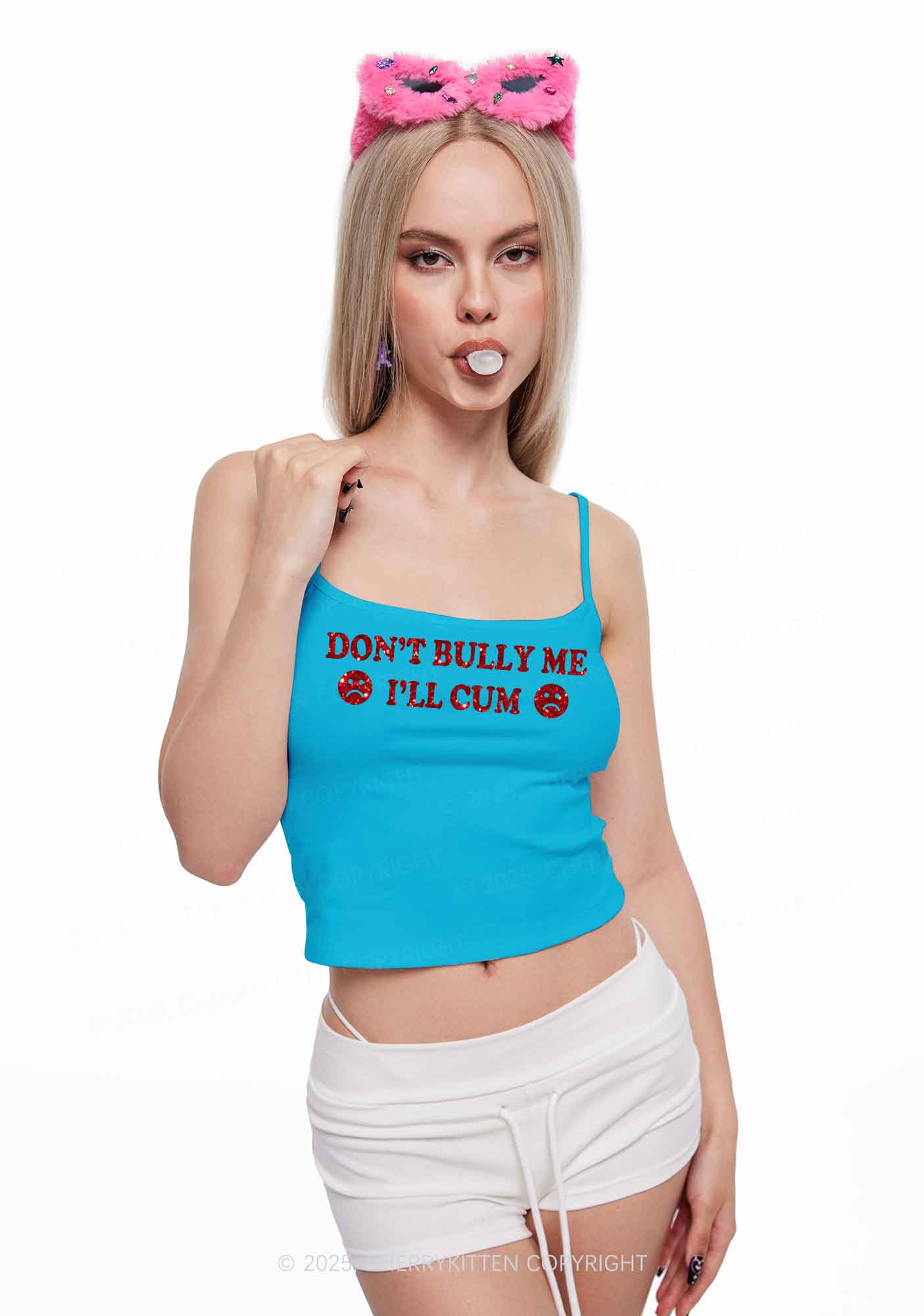 Glitter Dont Bully Me Y2K Spaghetti Strap Cami Cherrykitten - Image 3