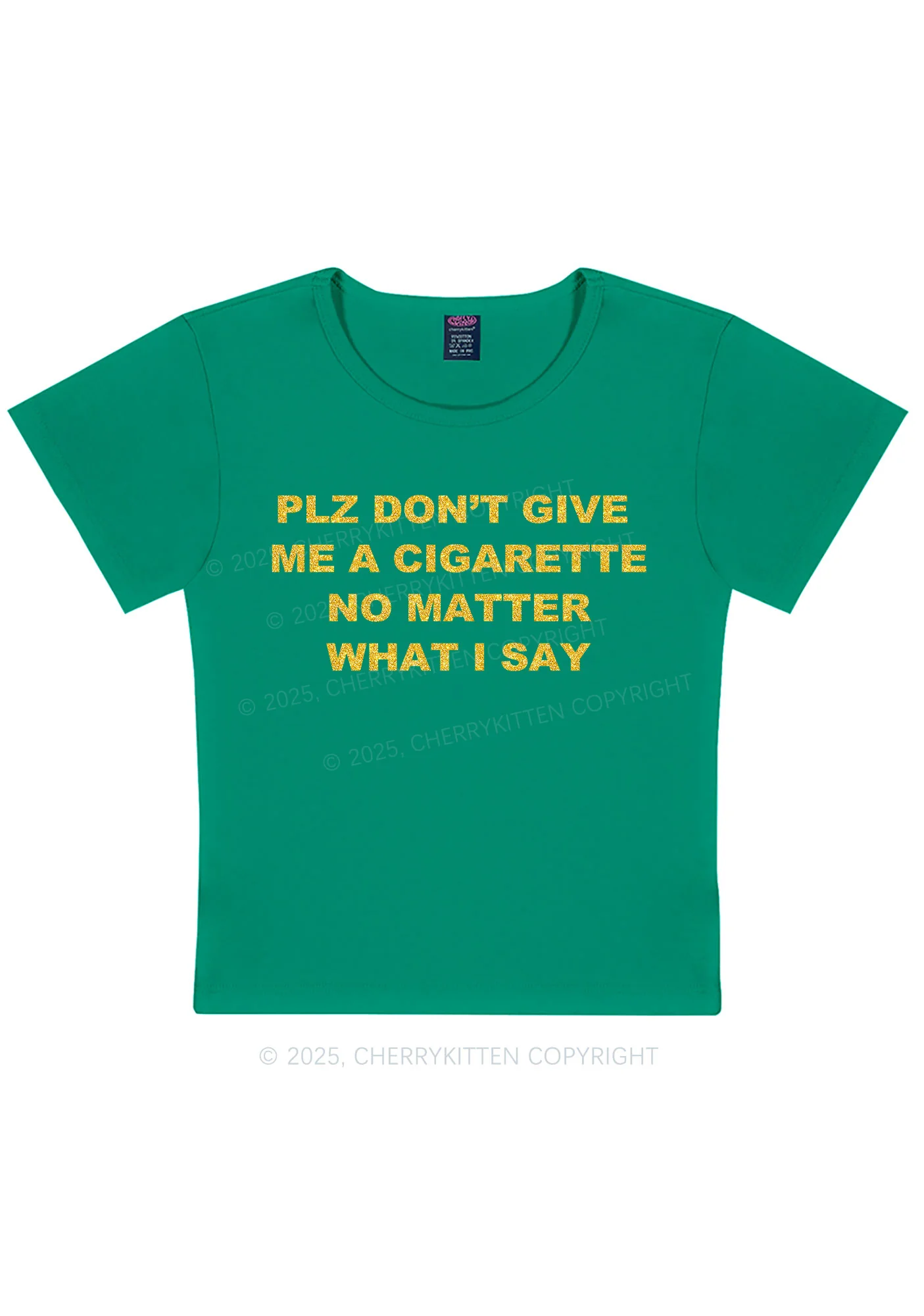 Glitter Dont Give Me Cigarette Y2K Baby Tee Cherrykitten - Image 12