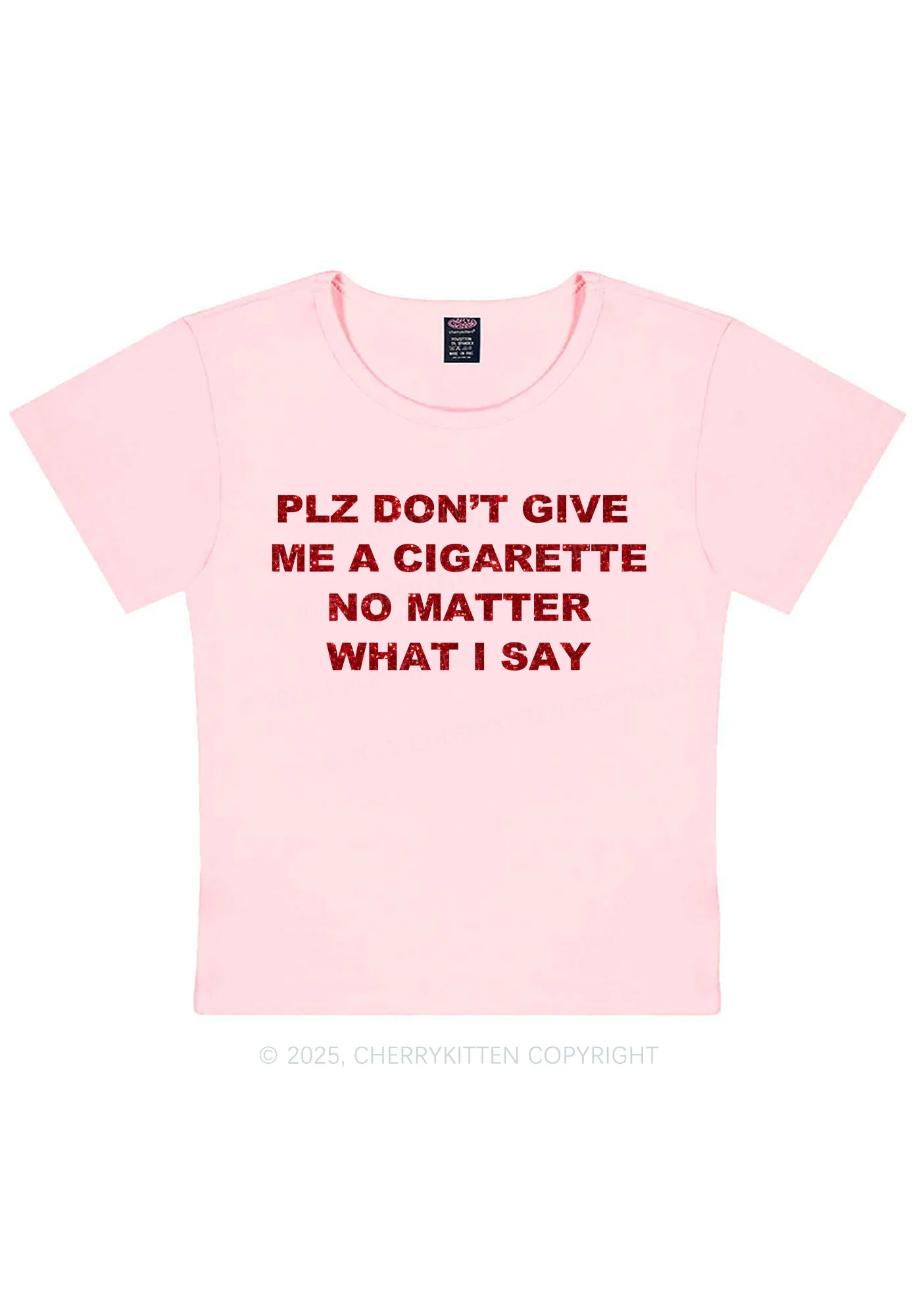 Glitter Dont Give Me Cigarette Y2K Baby Tee Cherrykitten - Image 13