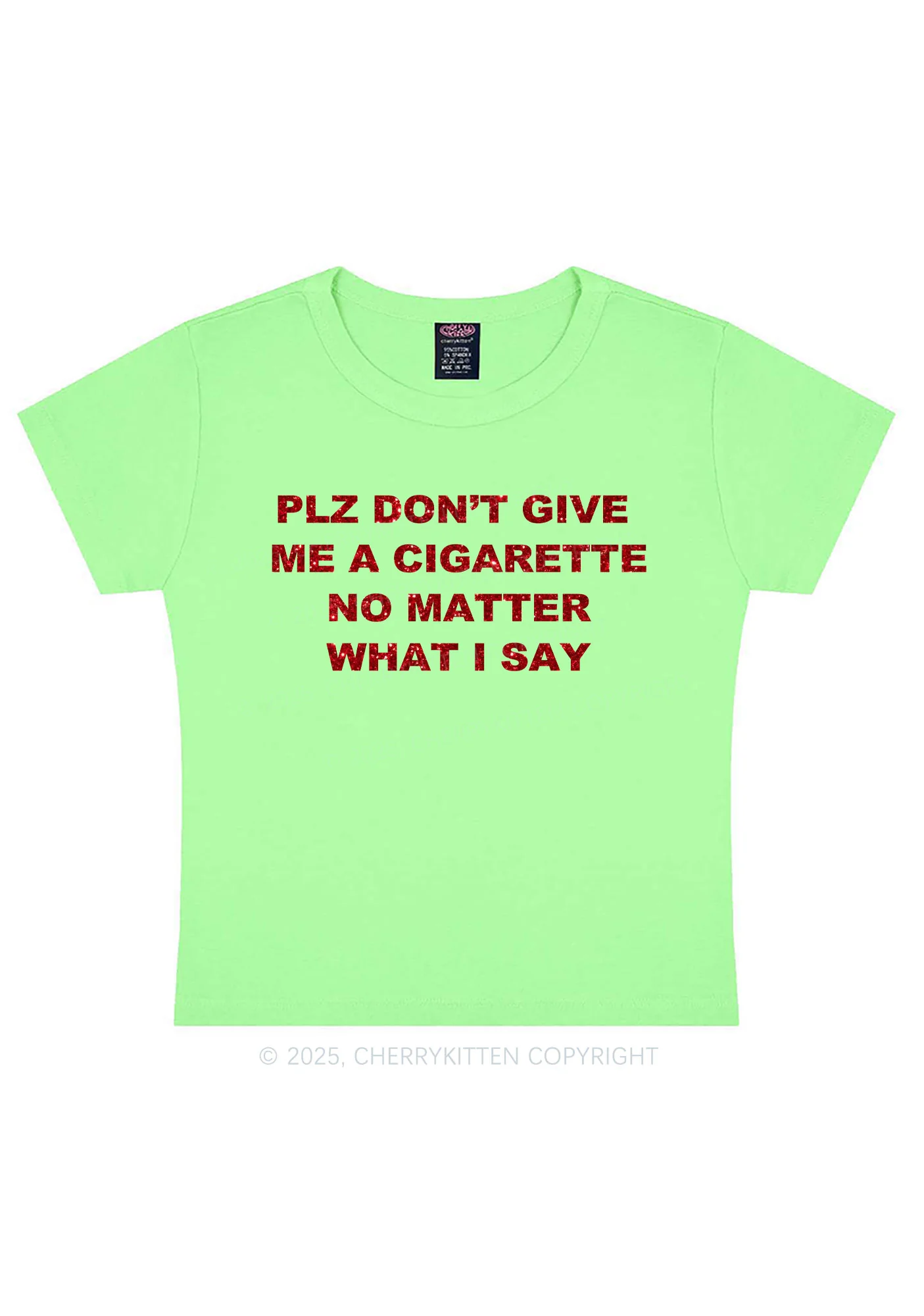 Glitter Dont Give Me Cigarette Y2K Baby Tee Cherrykitten - Image 14