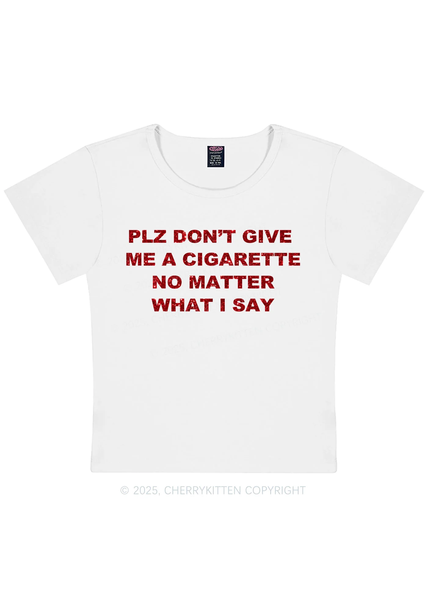 Glitter Dont Give Me Cigarette Y2K Baby Tee Cherrykitten - Image 5