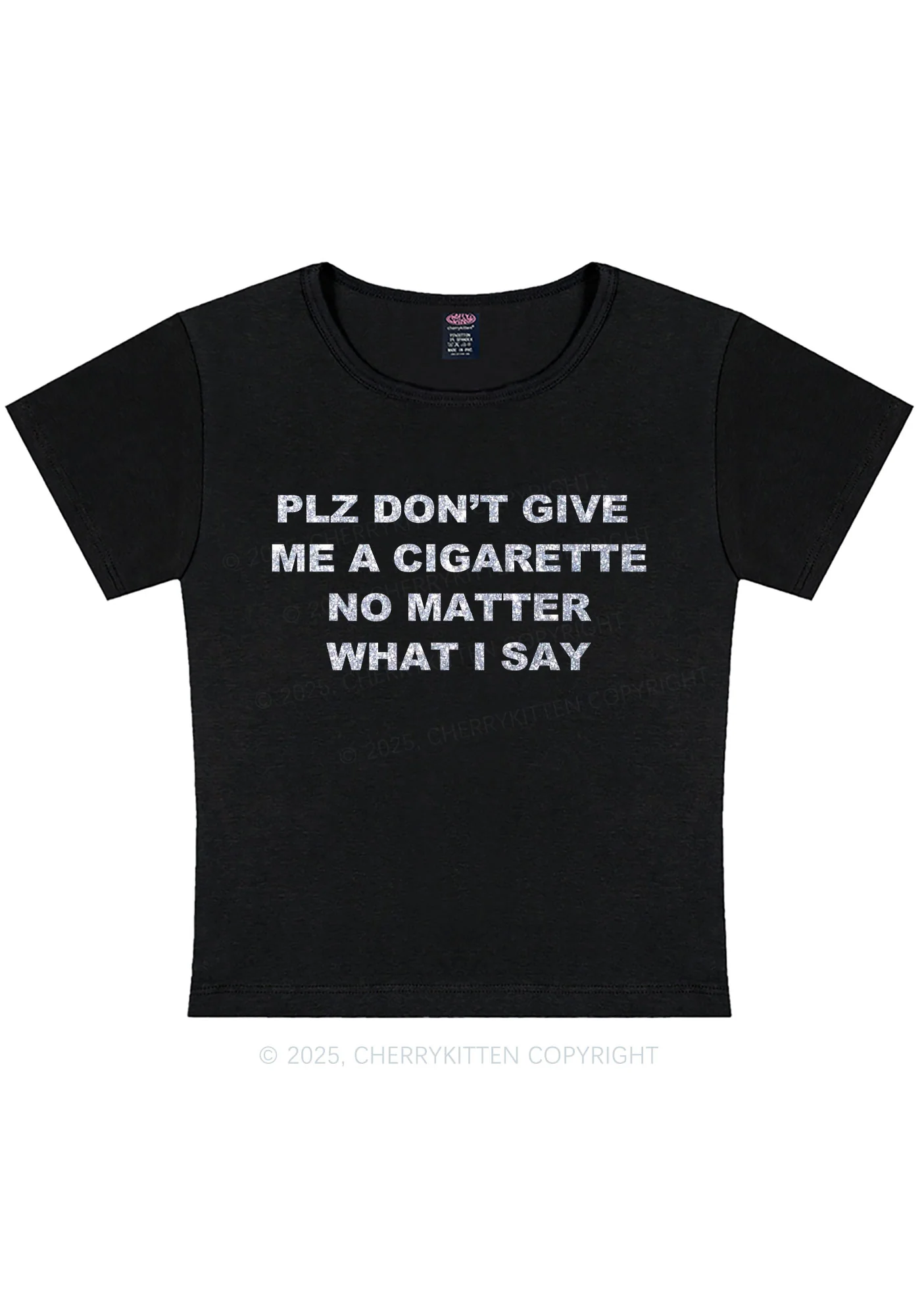 Glitter Dont Give Me Cigarette Y2K Baby Tee Cherrykitten - Image 6