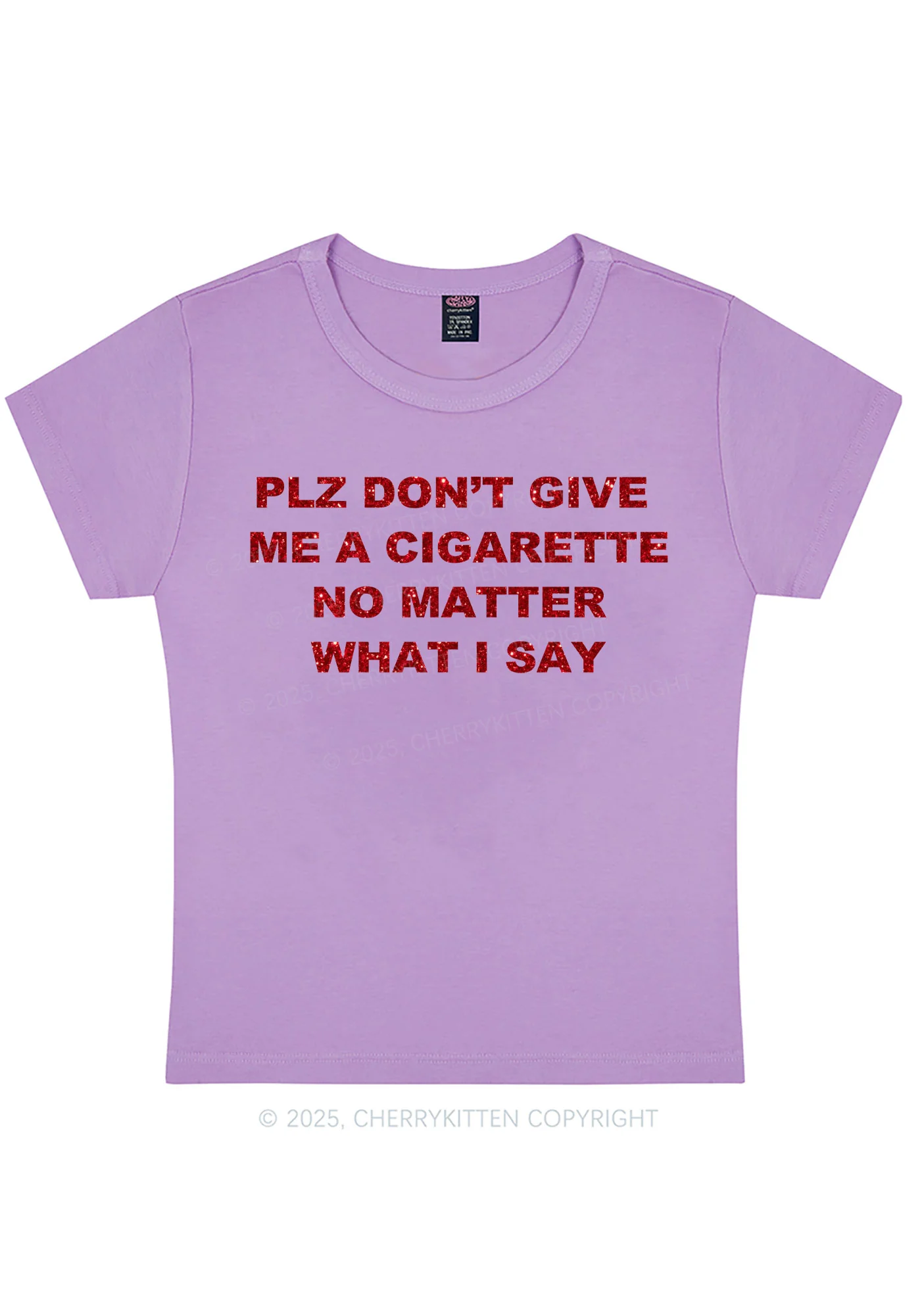 Glitter Dont Give Me Cigarette Y2K Baby Tee Cherrykitten - Image 8