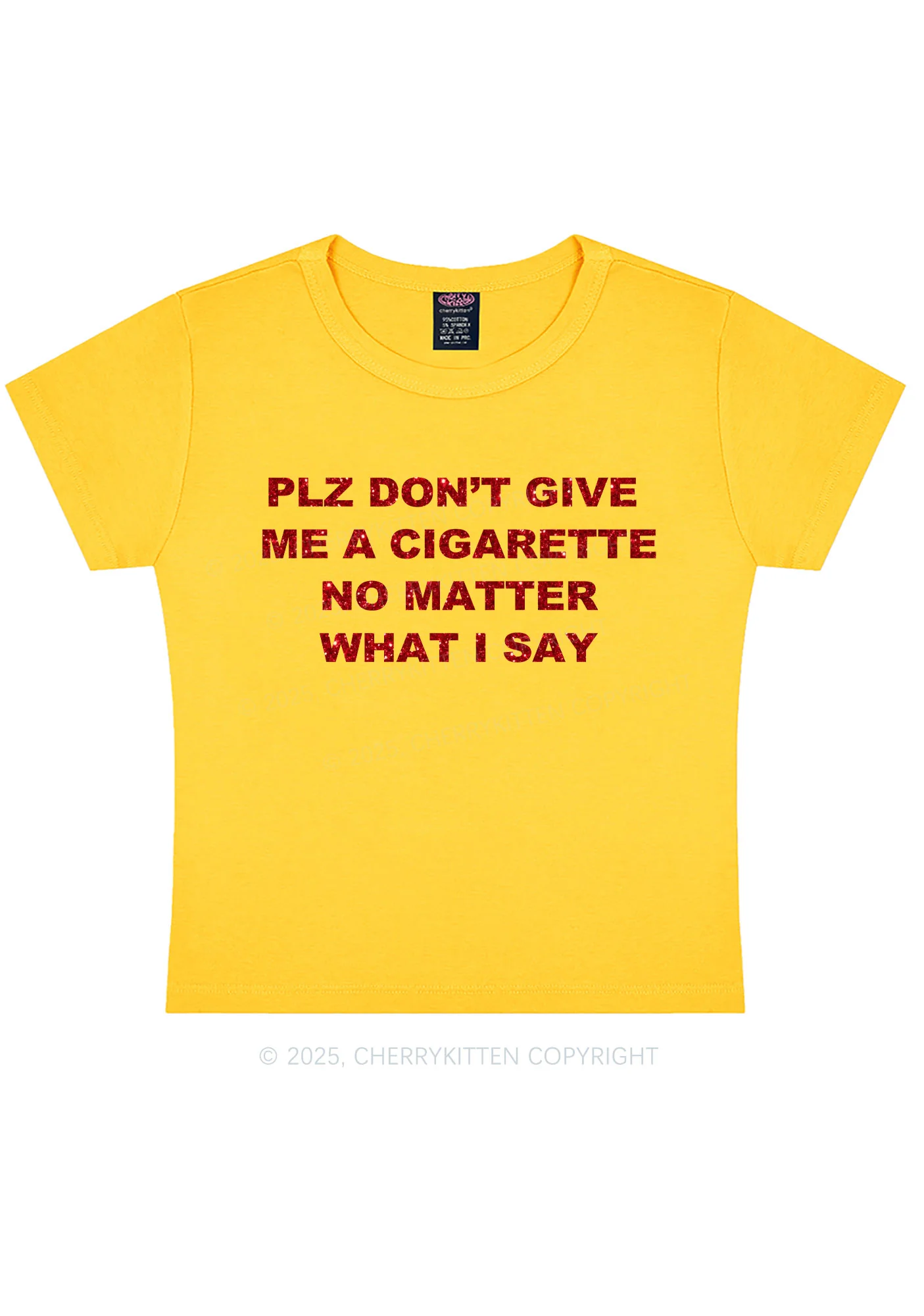 Glitter Dont Give Me Cigarette Y2K Baby Tee Cherrykitten - Image 9