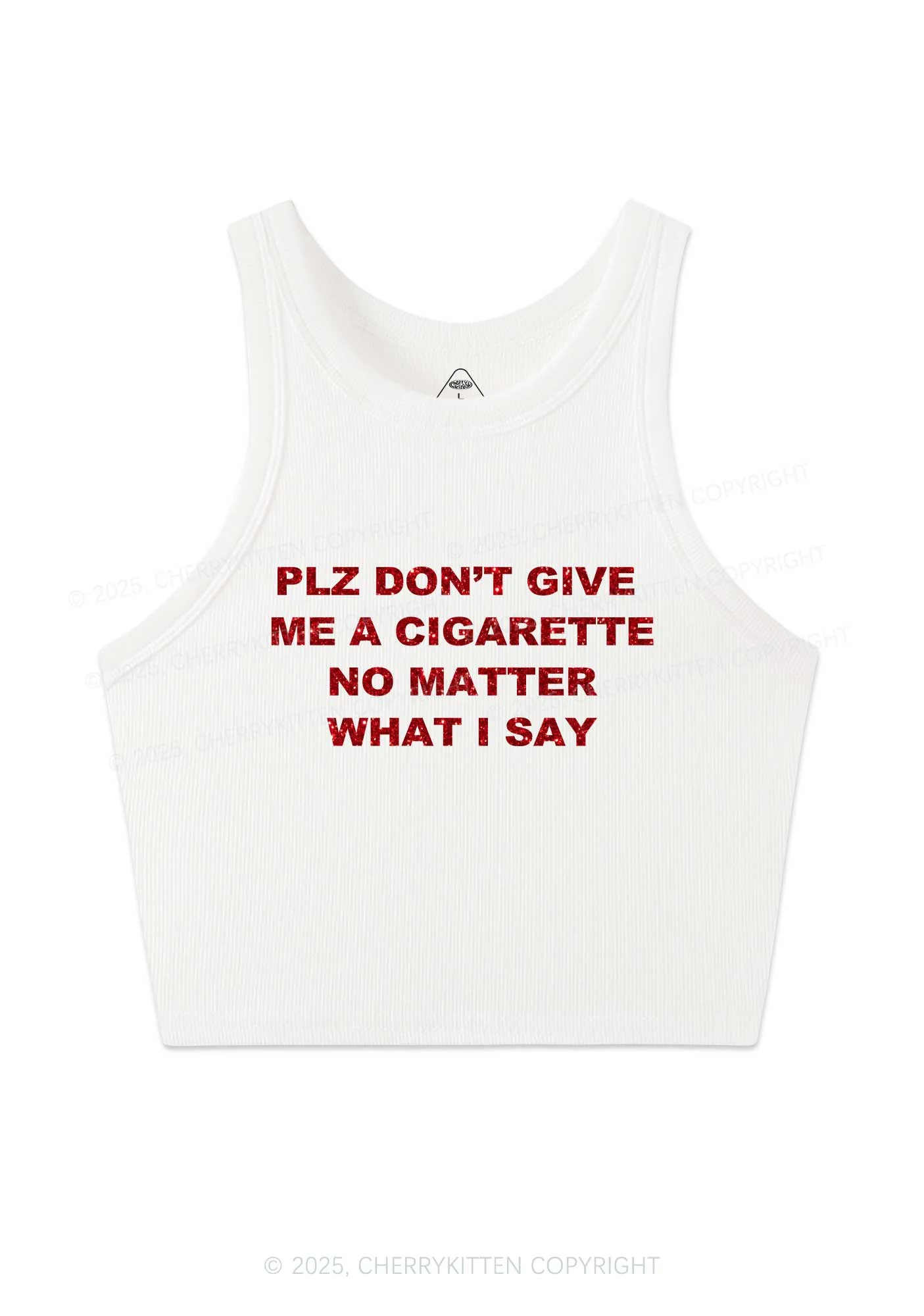 Glitter Dont Give Me Cigarette Y2K Crop Tank Top Cherrykitten - Image 4