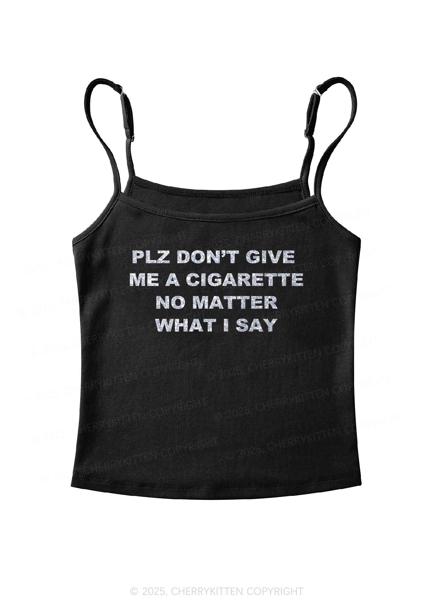 Glitter Dont Give Me Cigarette Y2K Spaghetti Strap Cami Cherrykitten - Image 4