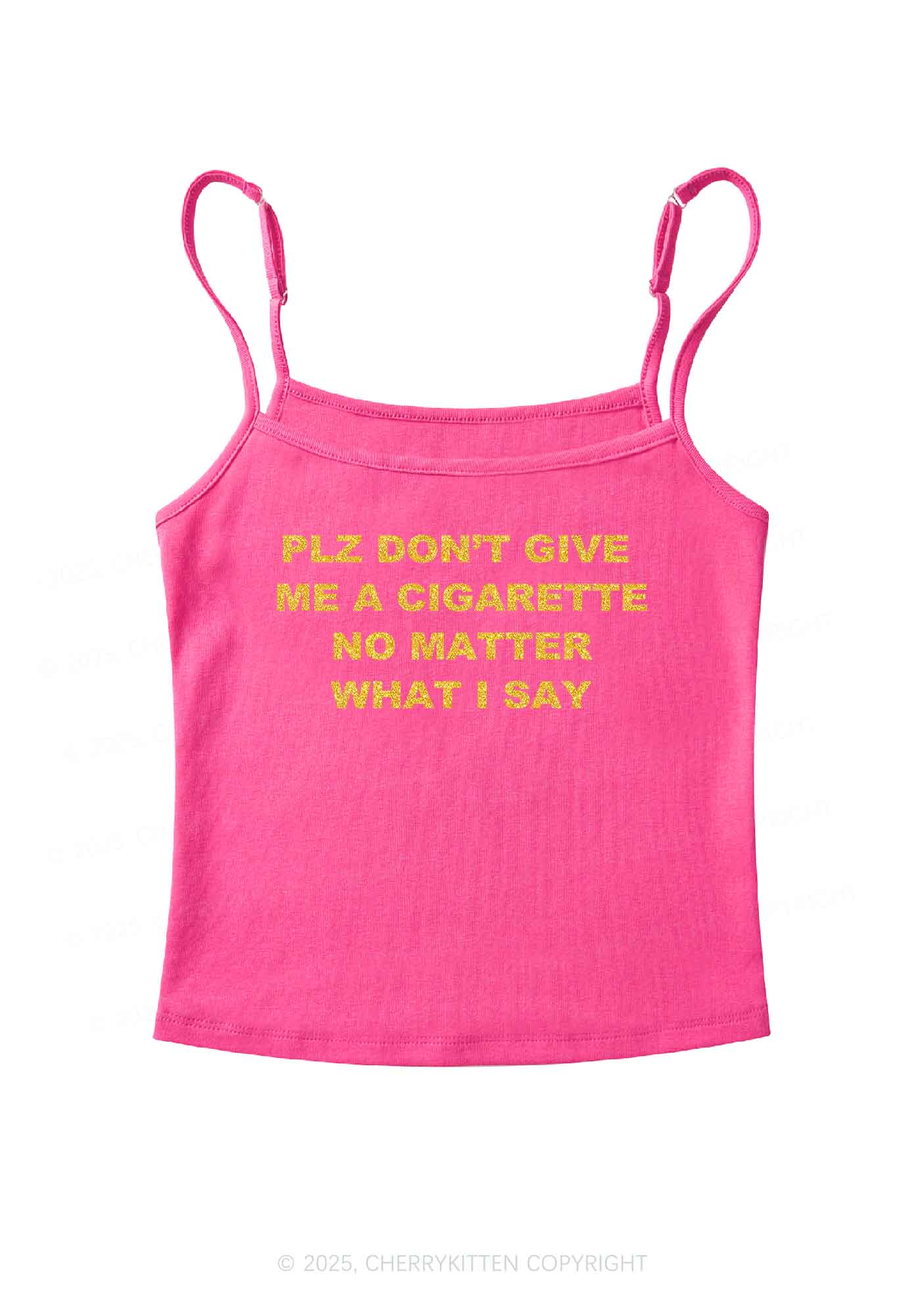 Glitter Dont Give Me Cigarette Y2K Spaghetti Strap Cami Cherrykitten - Image 6
