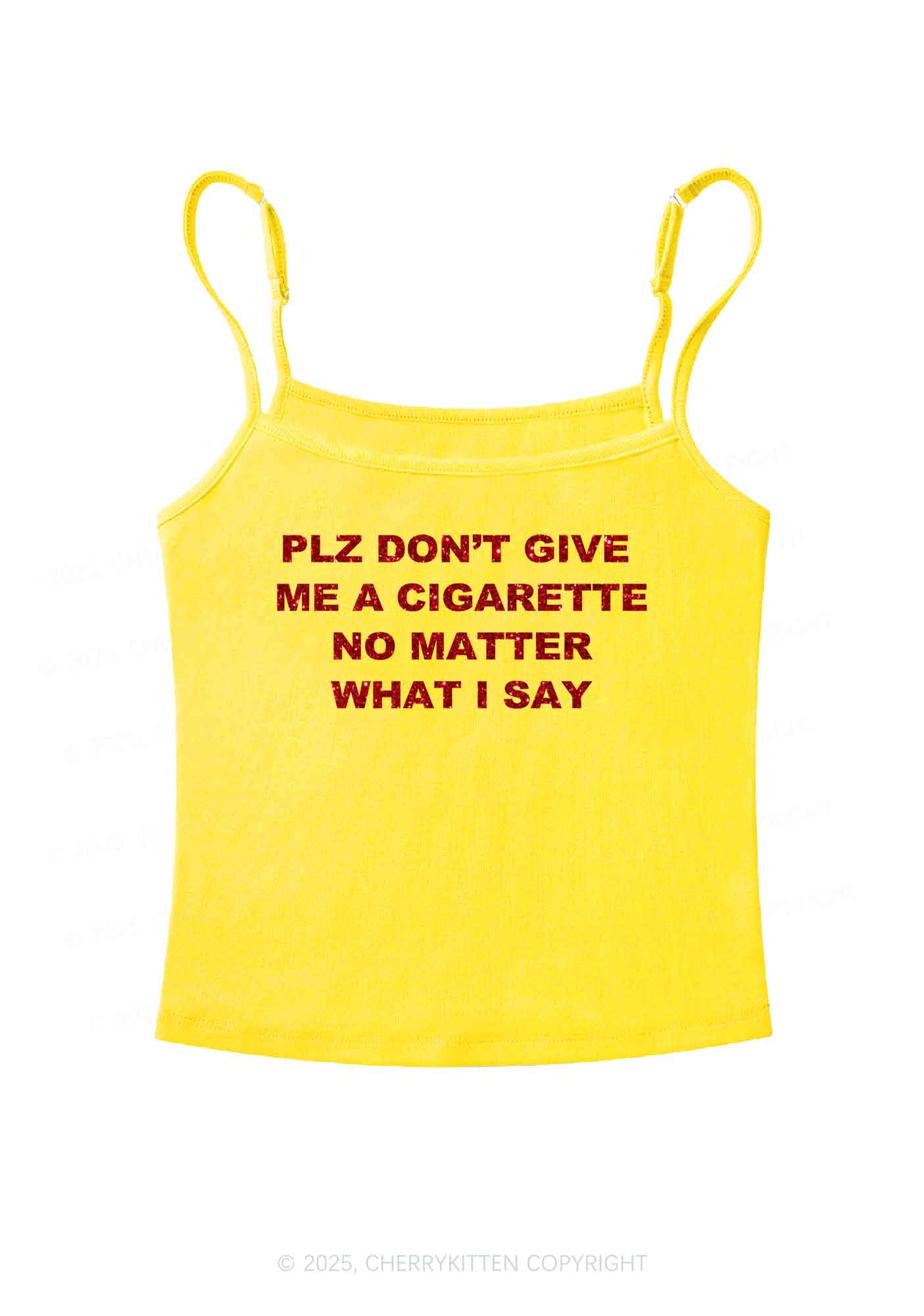 Glitter Dont Give Me Cigarette Y2K Spaghetti Strap Cami Cherrykitten - Image 8