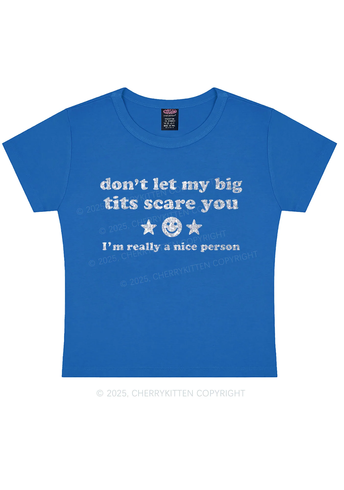 Glitter Dont Let My Big Txts Scare You Y2K Baby Tee Cherrykitten - Image 10