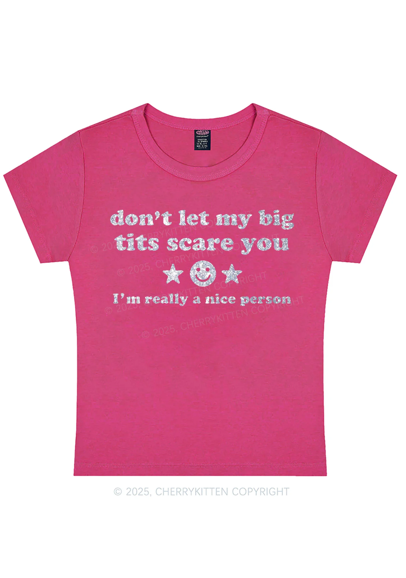 Glitter Dont Let My Big Txts Scare You Y2K Baby Tee Cherrykitten - Image 9